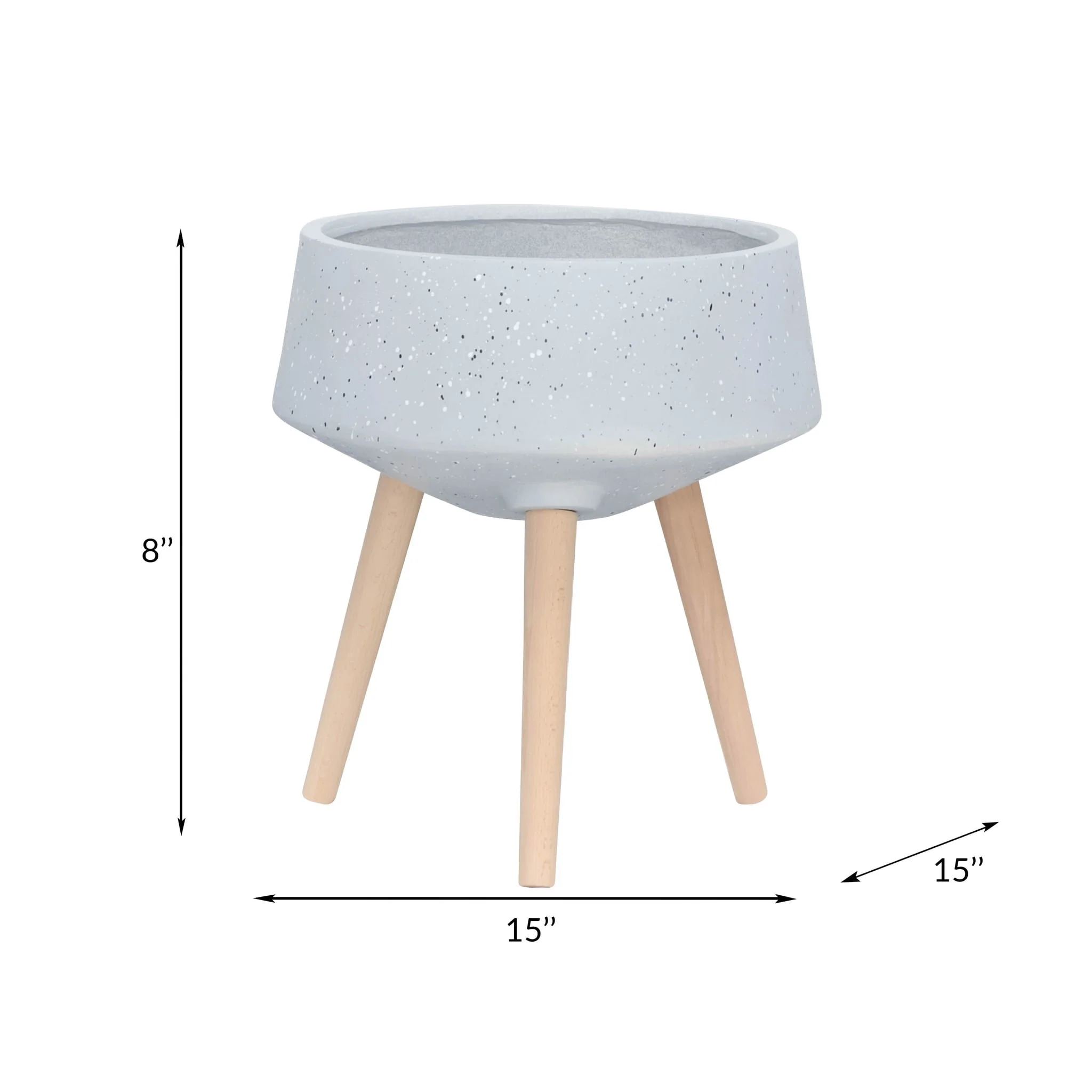 S/2 11/15" Terrazzo Planter W/ Wood Legs,  Gray - Image 8
