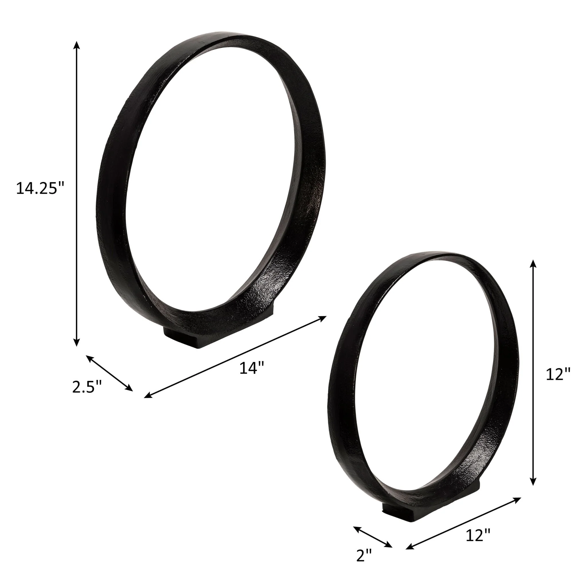 S/2 12/14" Aluminum Ring, Black - Image 7