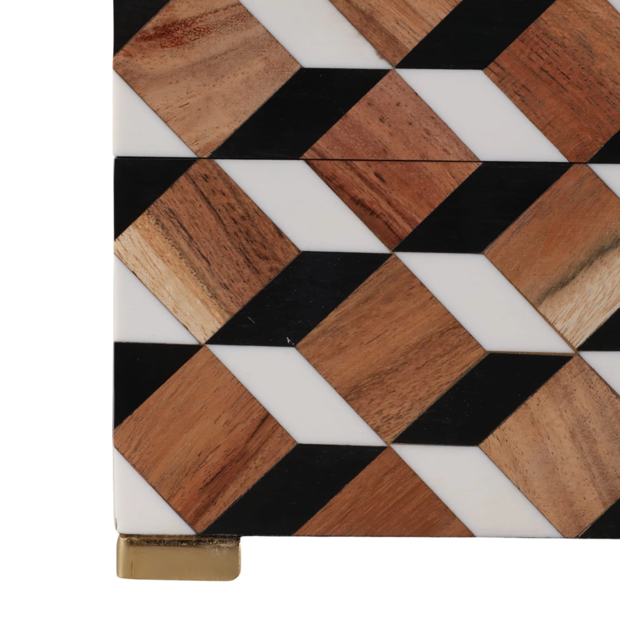 S/2 12/14" Geo Print Footed Boxes, Black/brown - Image 5