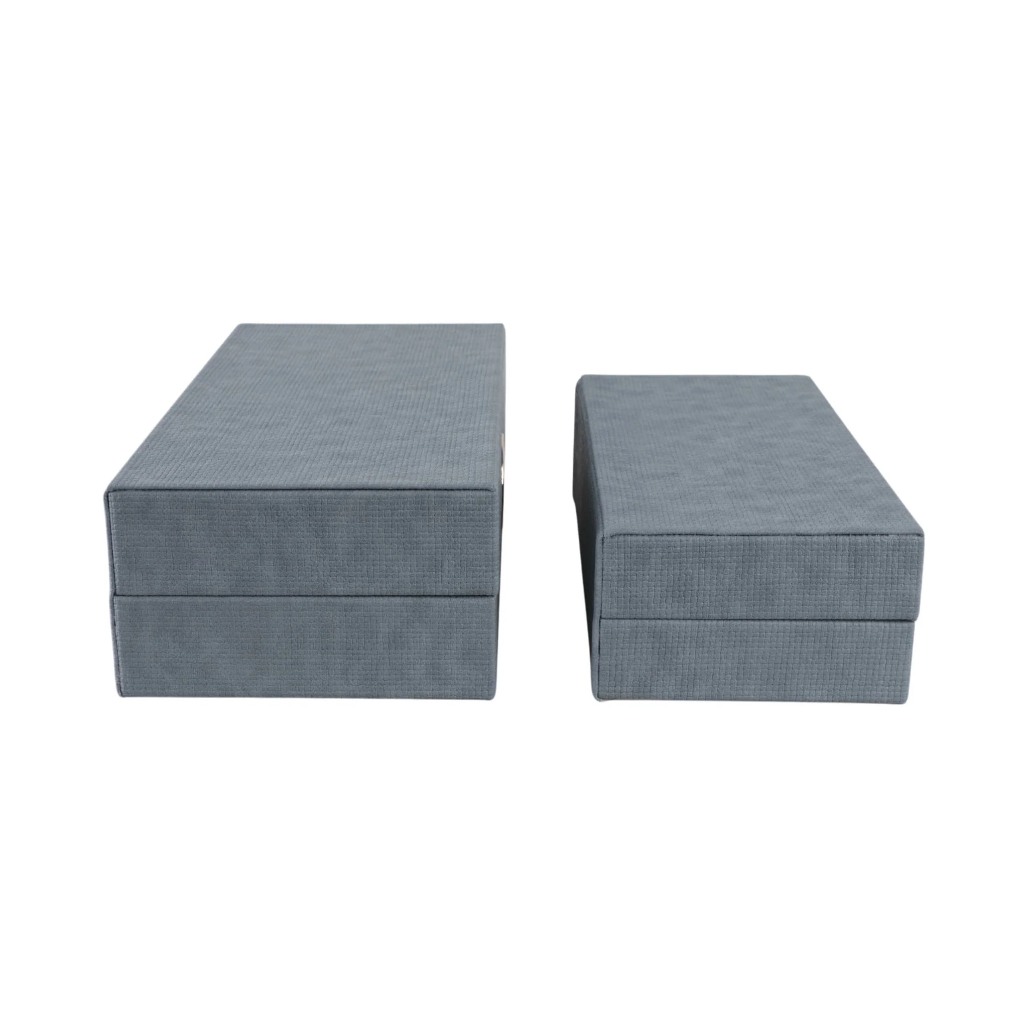 S/2 12/14" Rectangular Faux Leather Boxes, Blue - Image 3