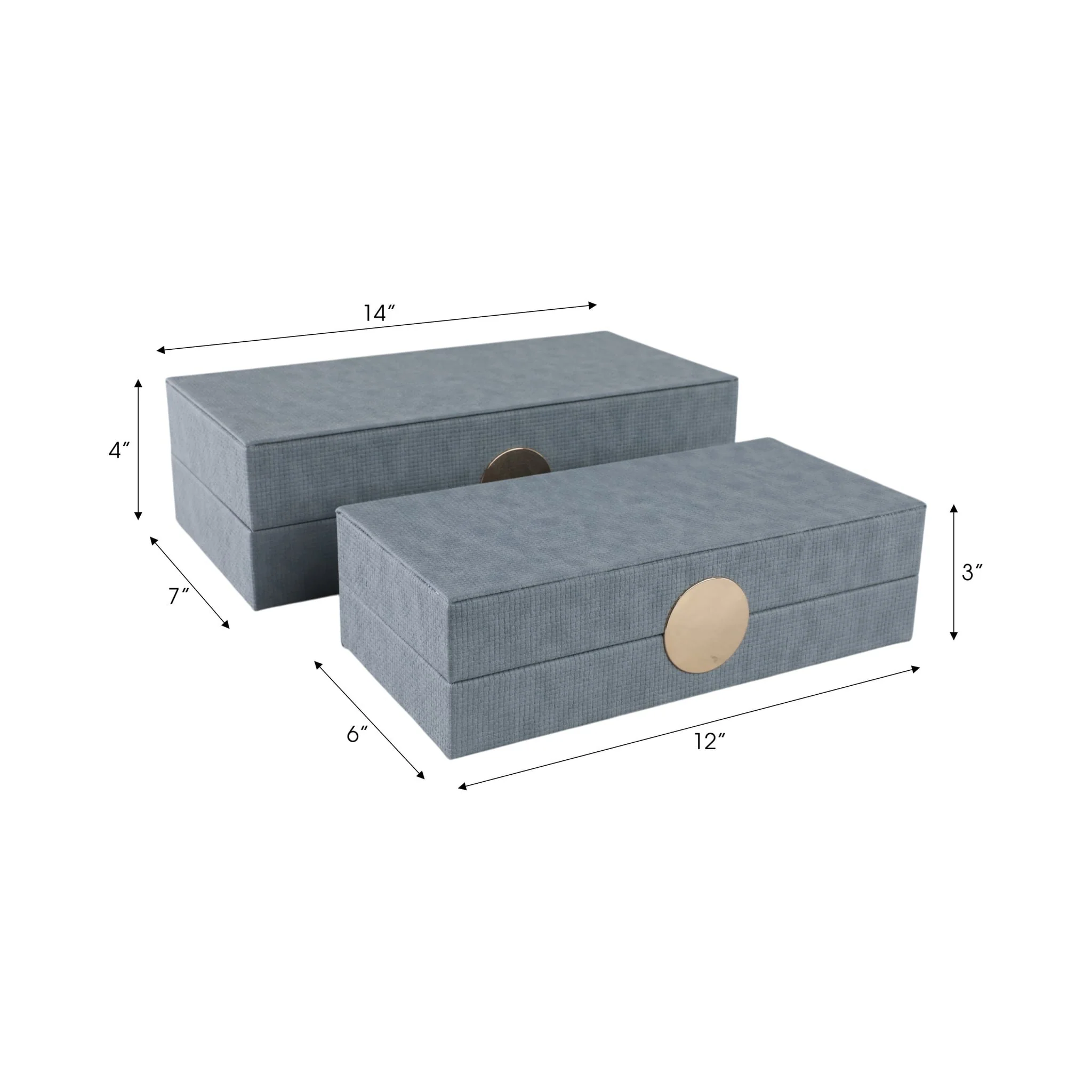 S/2 12/14" Rectangular Faux Leather Boxes, Blue - Image 8