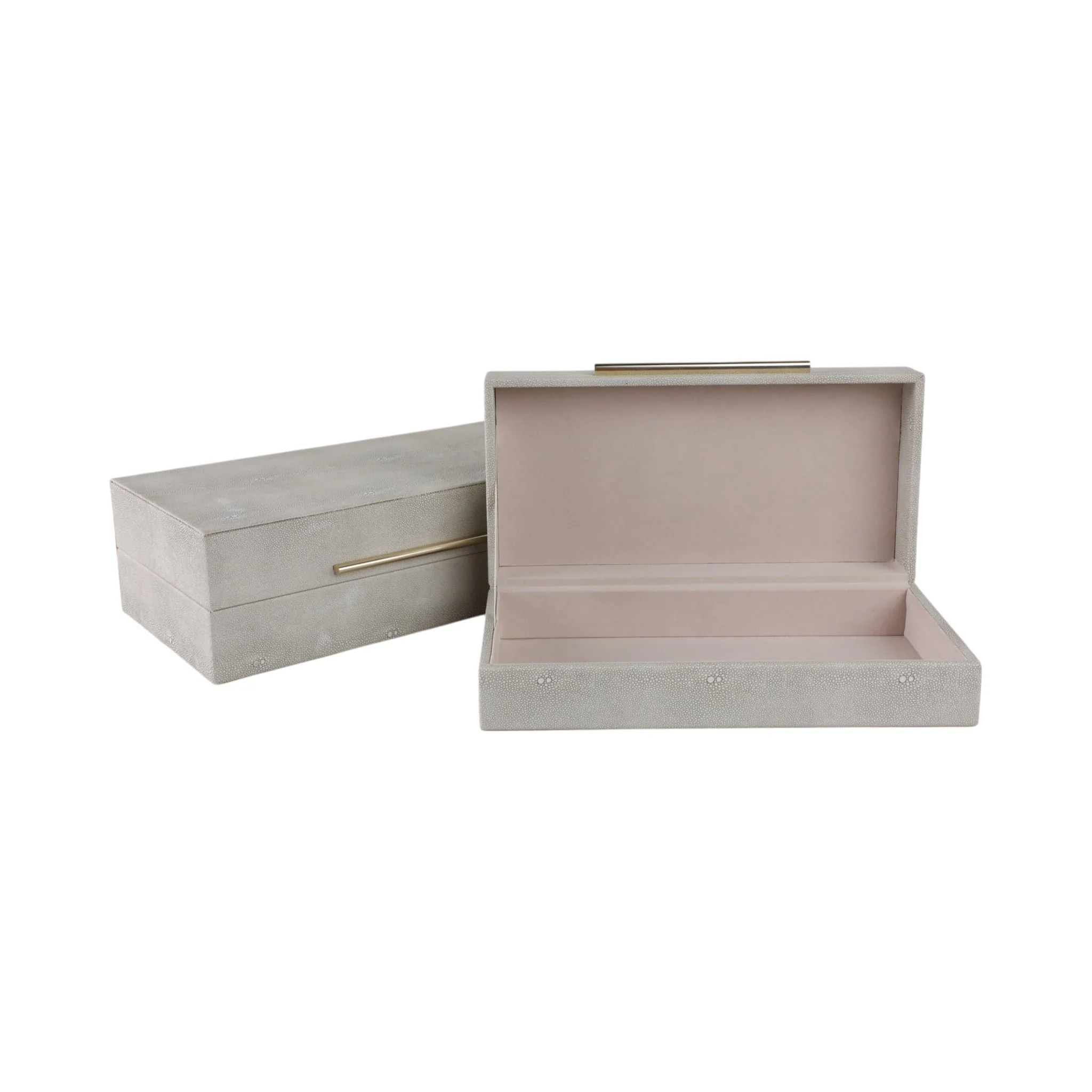 S/2 12/14" Rectangular Shagreen Boxes, Ivory - Image 2