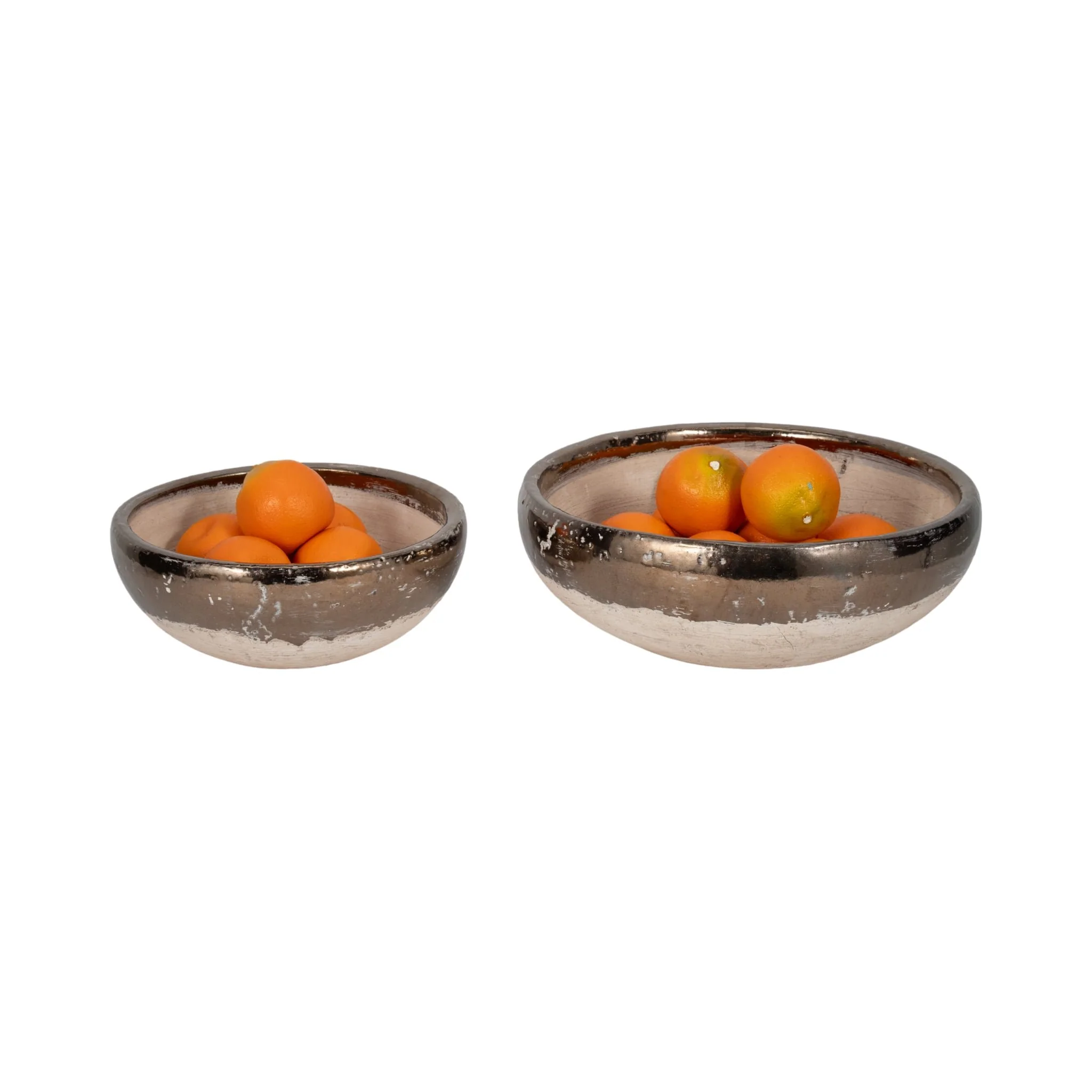 S/2 12/15" Gold Rim Bowls, Grey - Image 2
