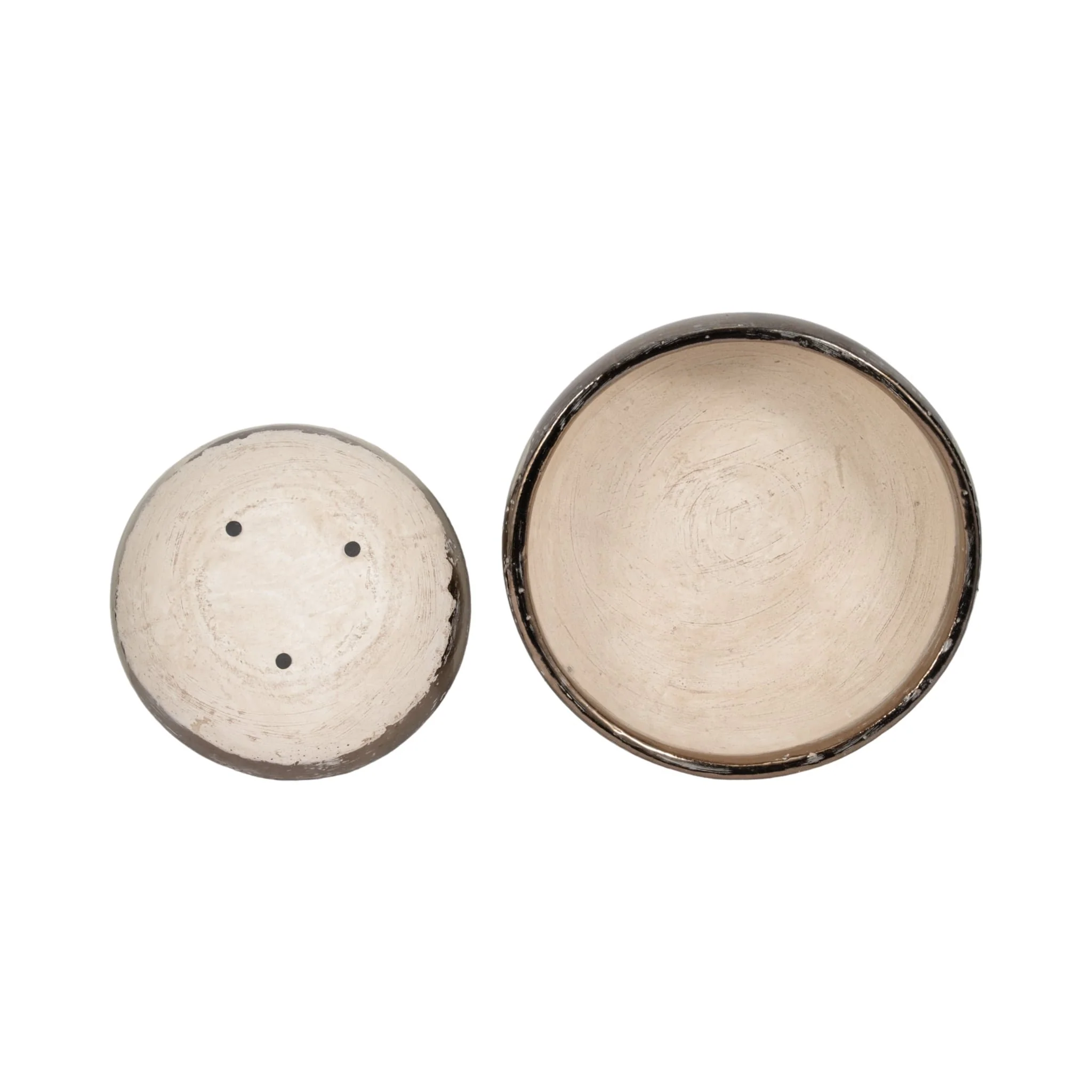 S/2 12/15" Gold Rim Bowls, Grey - Image 6