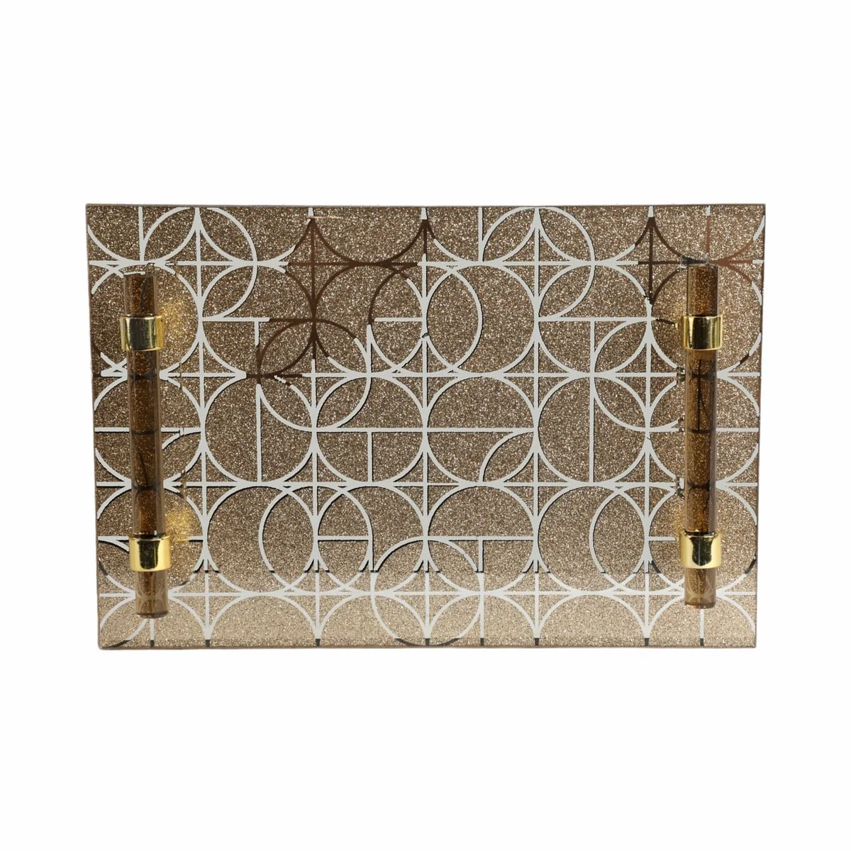 S/2 12/16" Sparkly Geo Glass Trays, Gold - Image 7