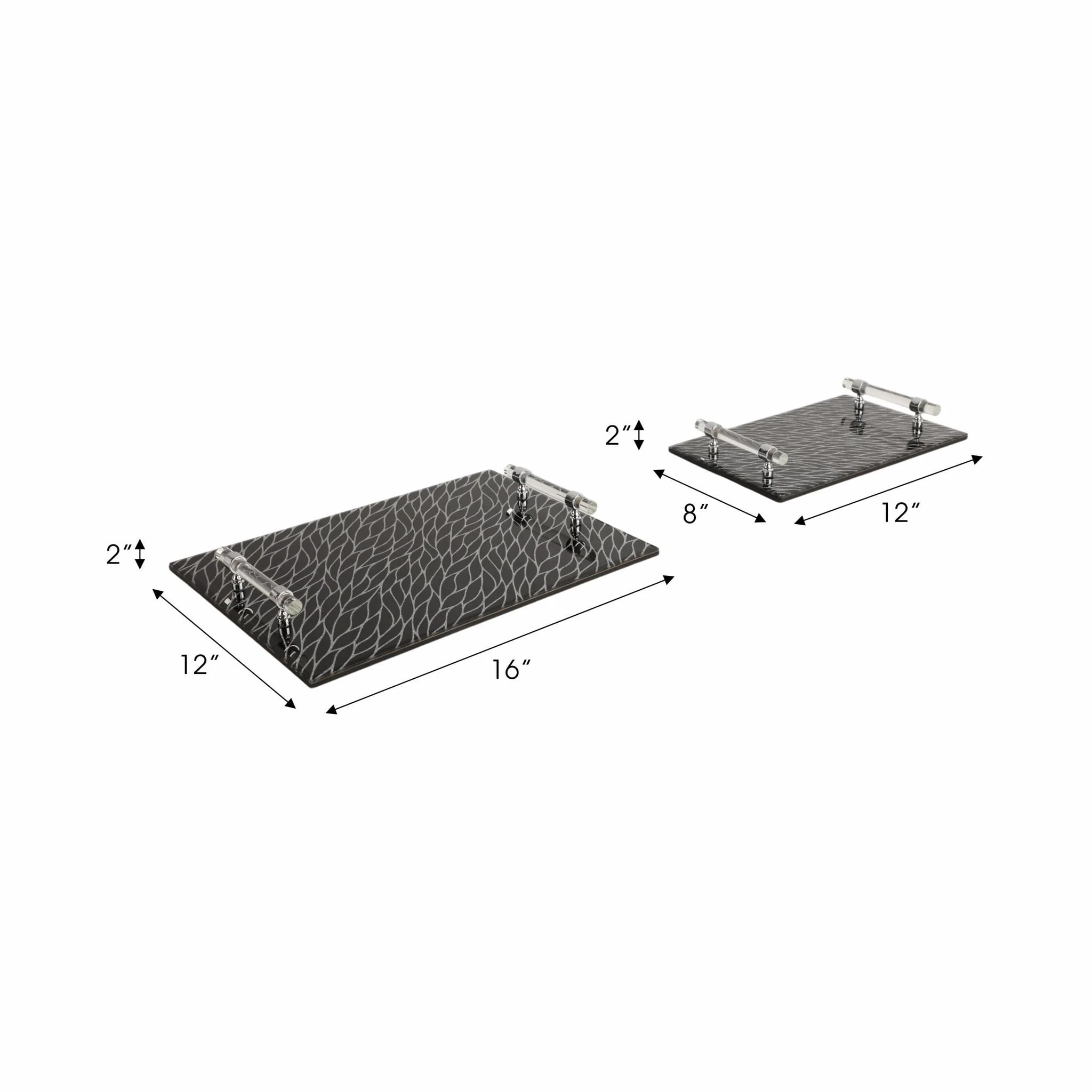 S/2 12/16" Sparkly Glass Trays, Black - Image 9