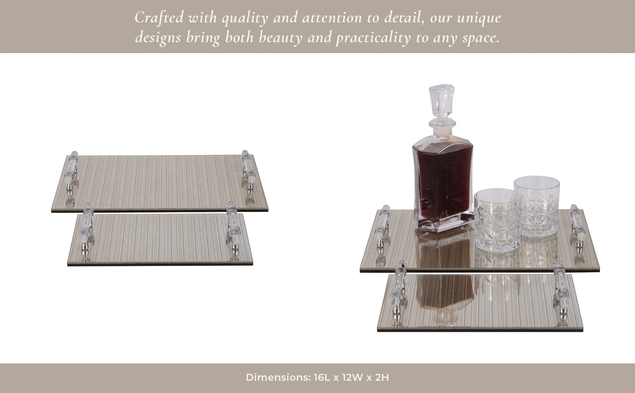 S/2 12/16" Sparkly Glass Trays, Gold - Image 11