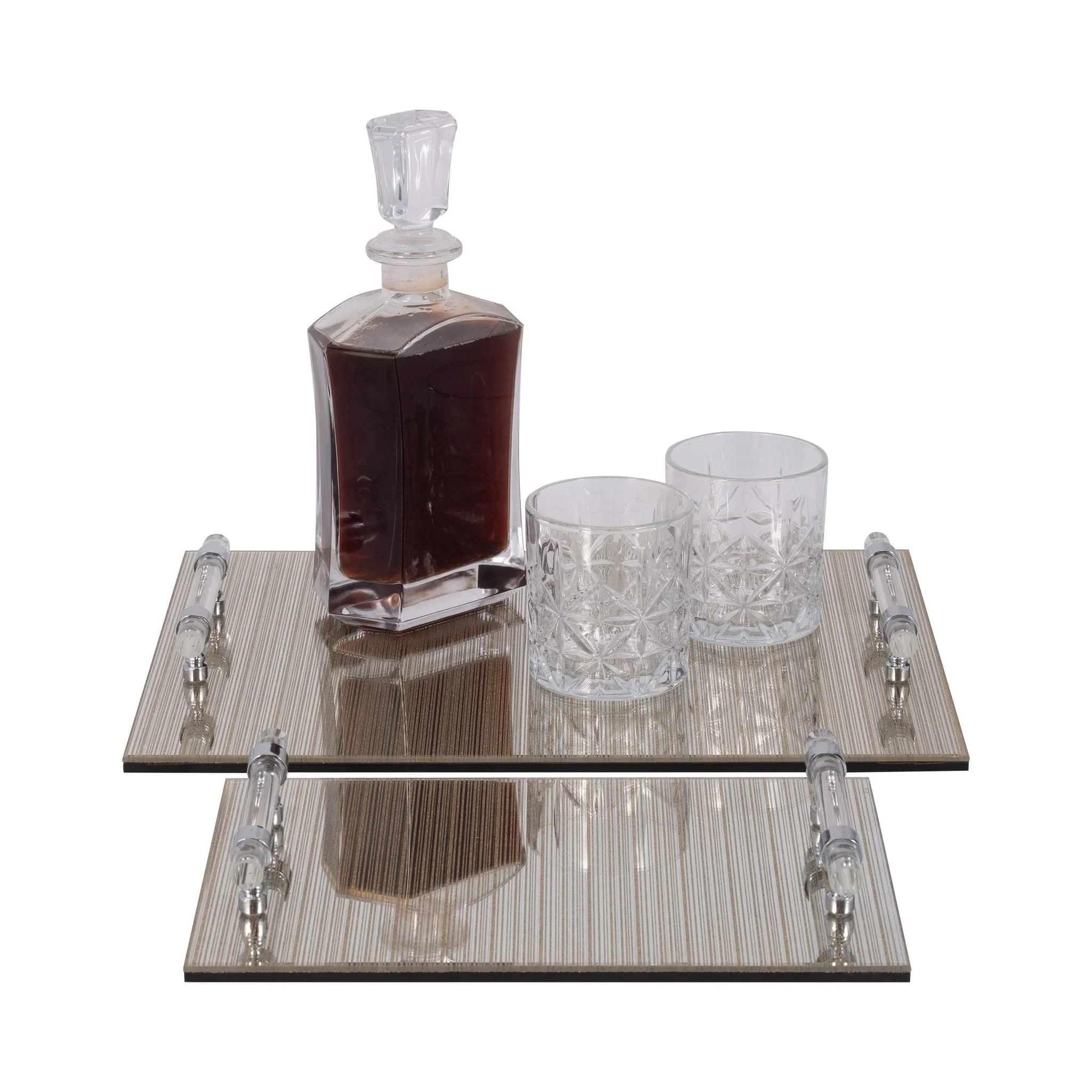 S/2 12/16" Sparkly Glass Trays, Gold - Image 2