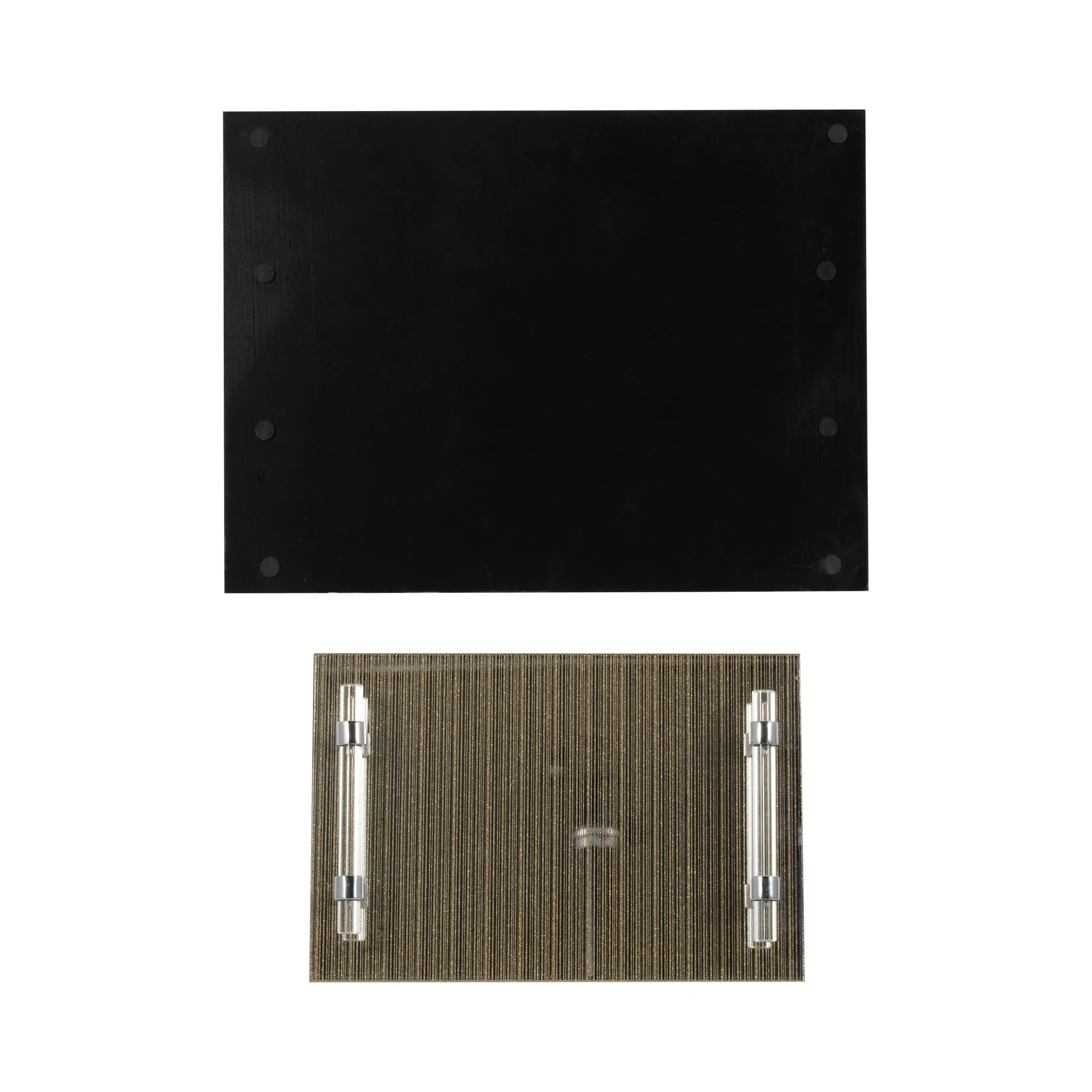 S/2 12/16" Sparkly Glass Trays, Gold - Image 7