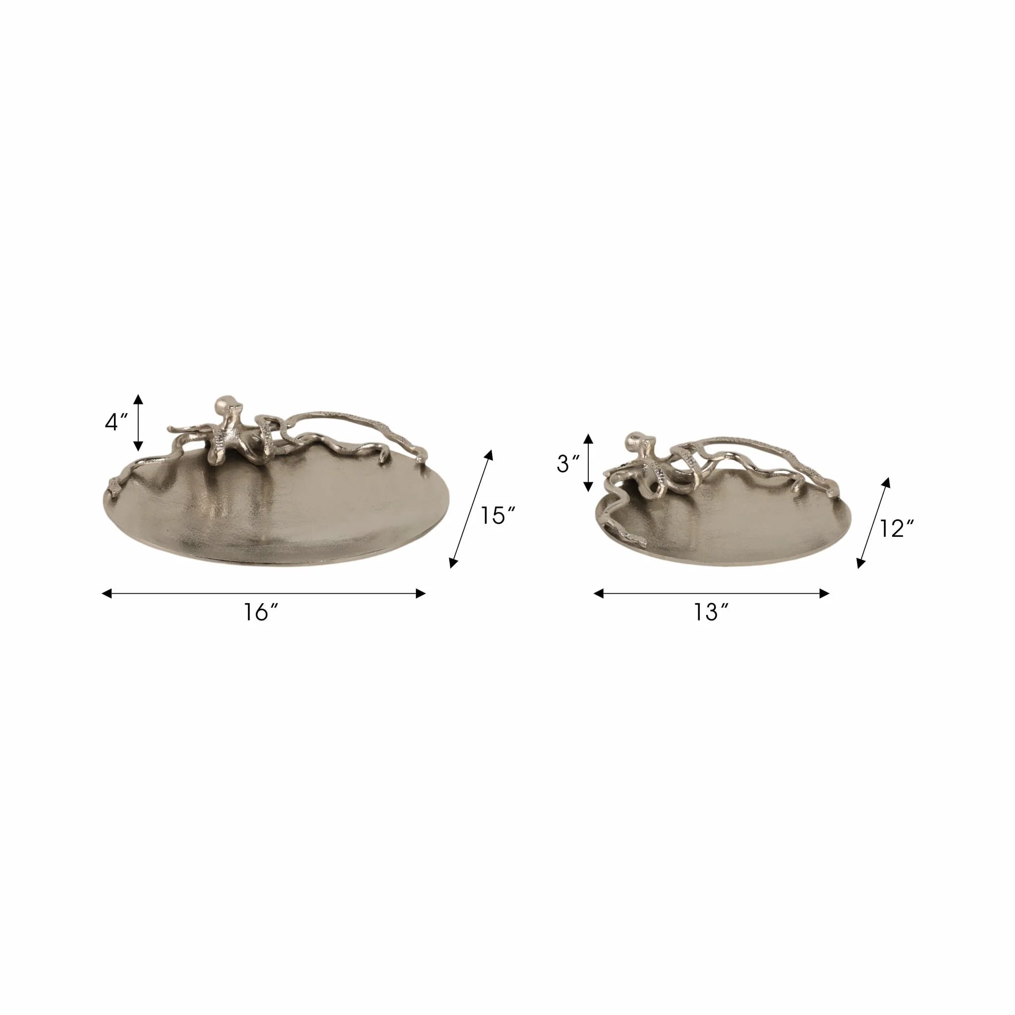 S/2 13/16" Octopus Trays, Silver - Image 7