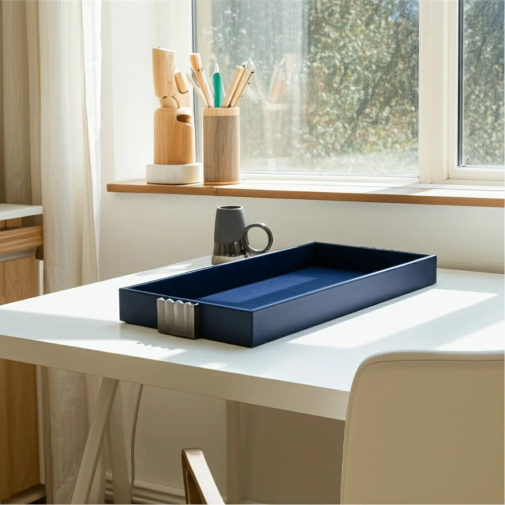 S/2 14/18"l, Wood-leather Trays, Blue/ Ombre - Image 14