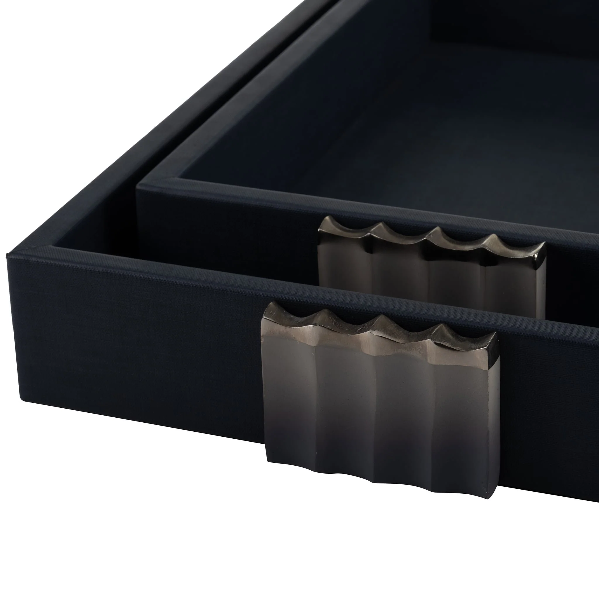 S/2 14/18"l, Wood-leather Trays, Blue/ Ombre - Image 6