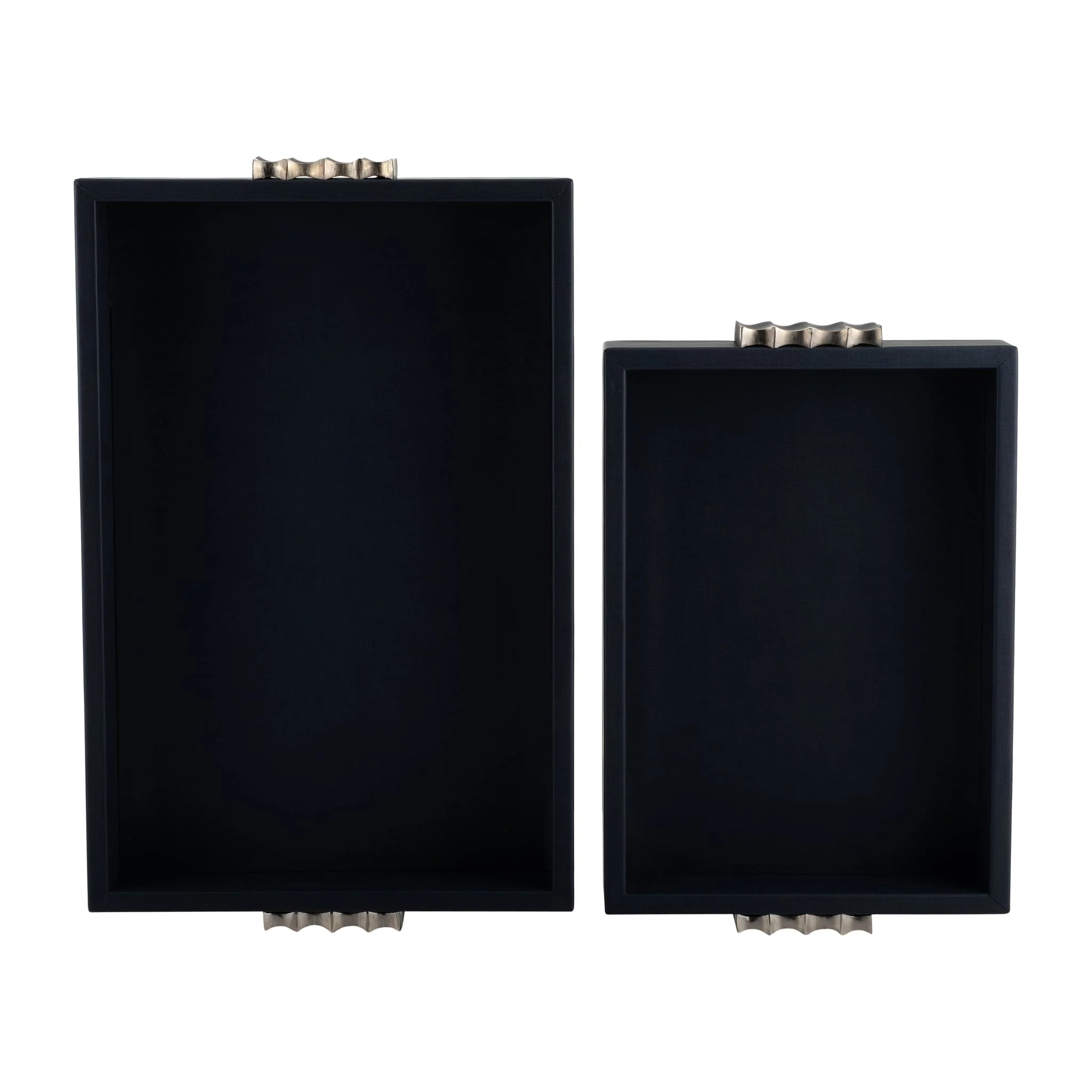 S/2 14/18"l, Wood-leather Trays, Blue/ Ombre - Image 7