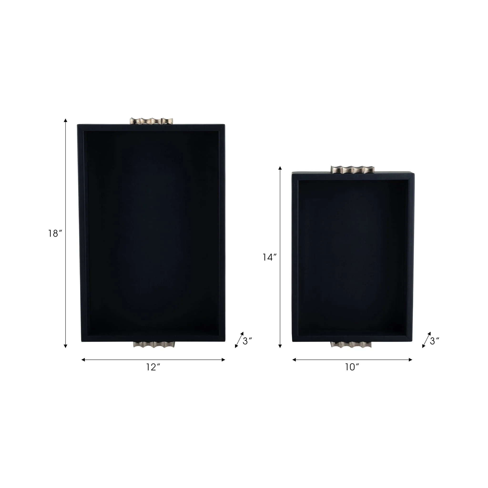 S/2 14/18"l, Wood-leather Trays, Blue/ Ombre - Image 9