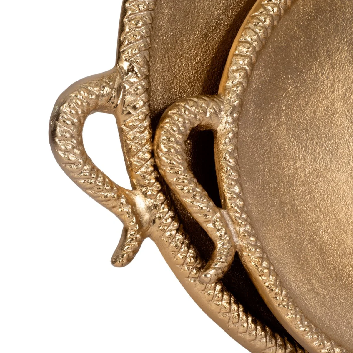 S/2 15/19" Snake Border Round Trays, Gold - Image 5