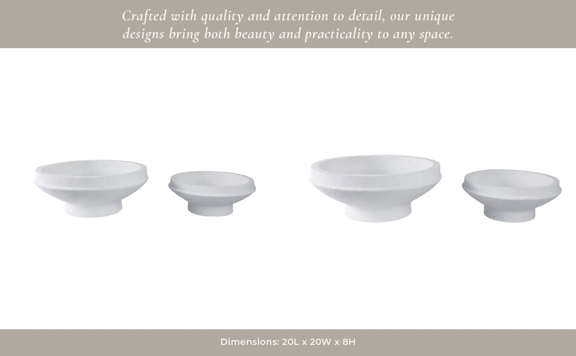 S/2 15/20" Pedestal Bowl Planters, White - Image 11