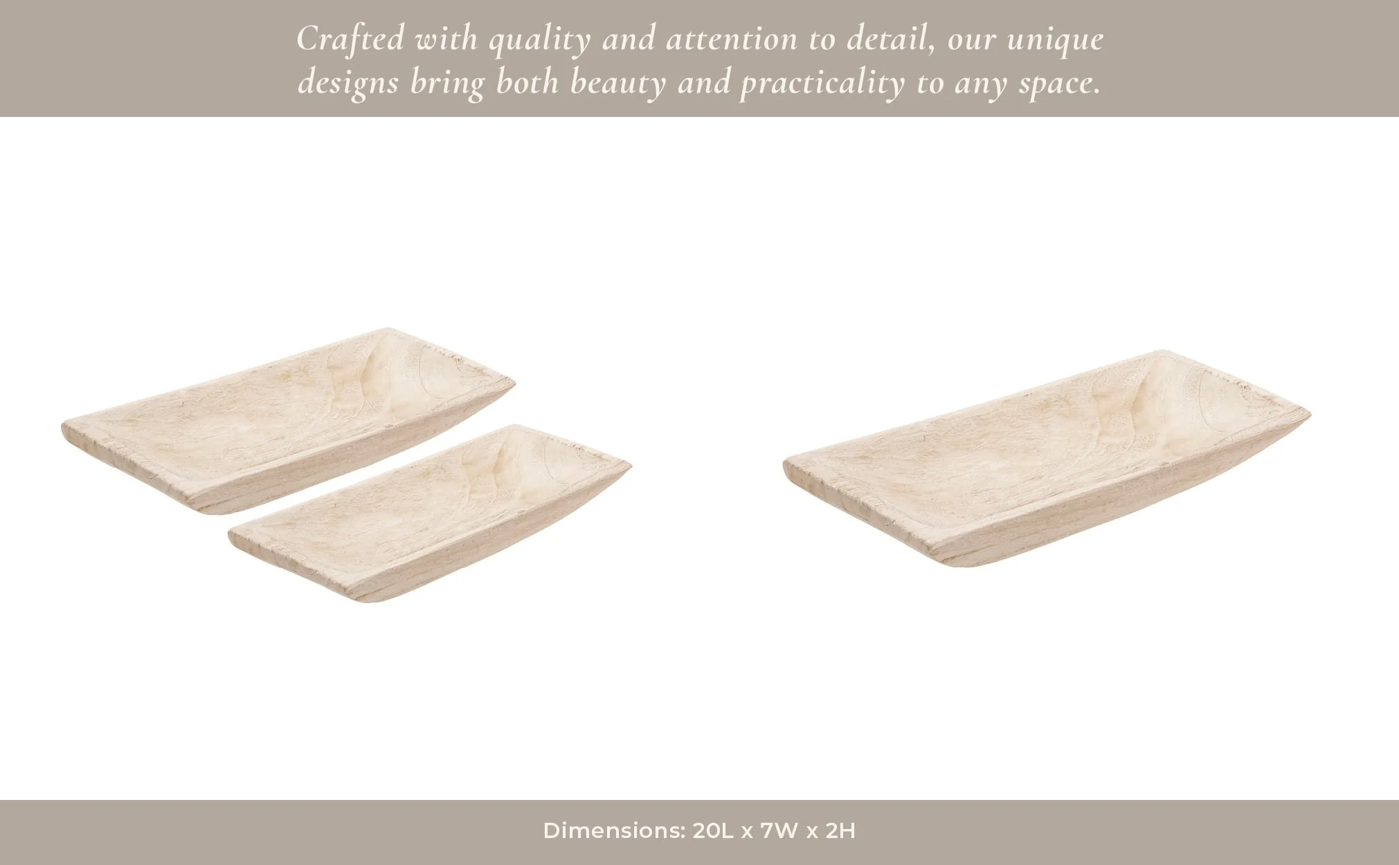 S/2, 15/20" Wood Rectangular Tray, White - Image 9