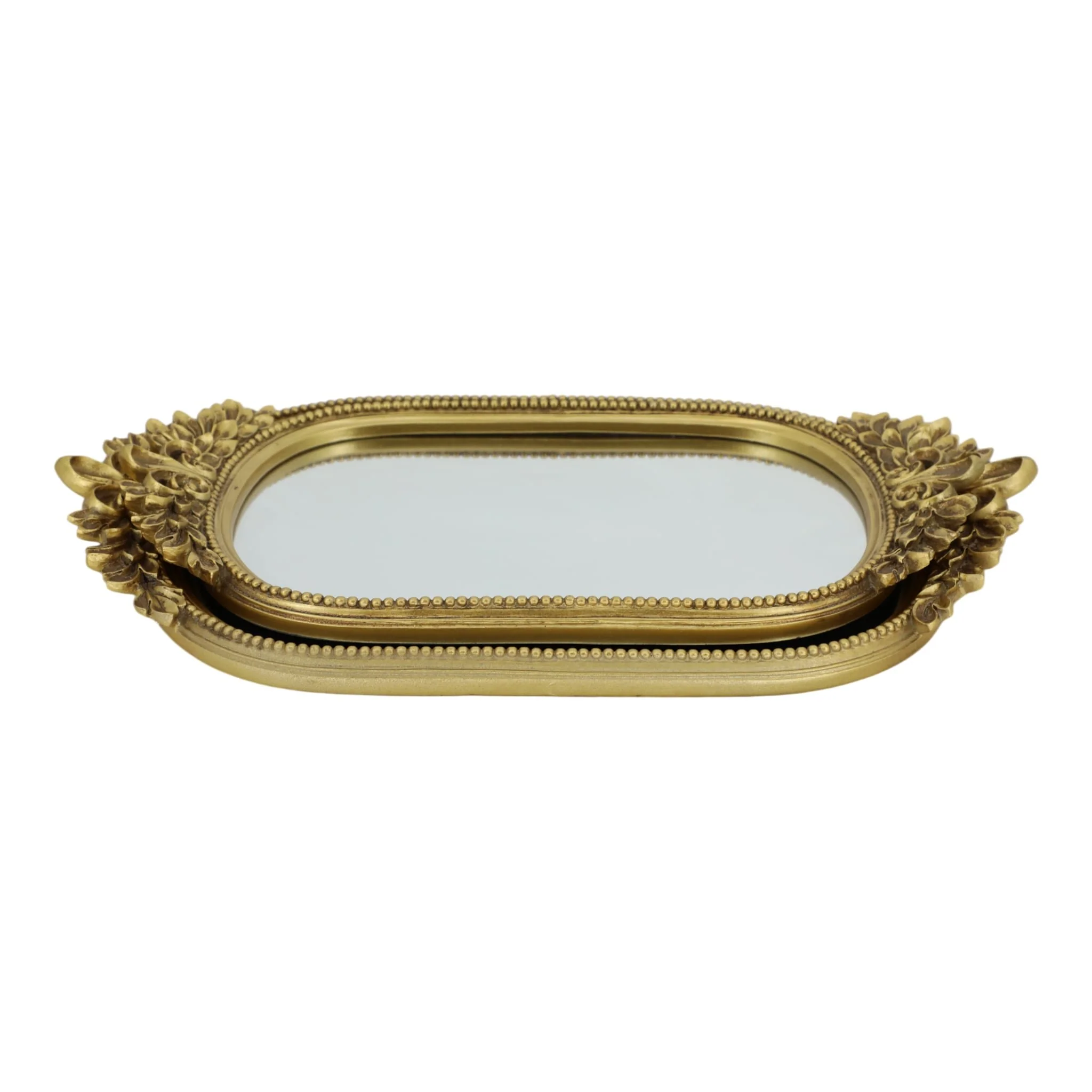 S/2 16/18" Fleur Ornate Trays, Gold - Image 3