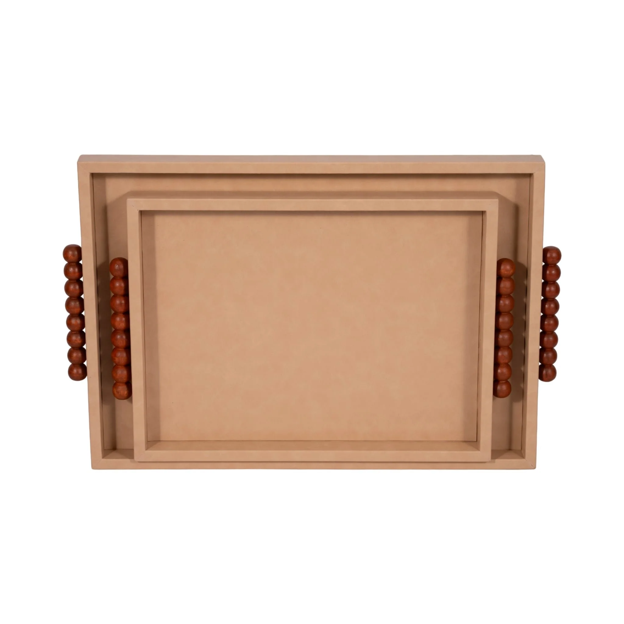 S/2 16/20" Beaded Handle Trays, Ivory - Image 4