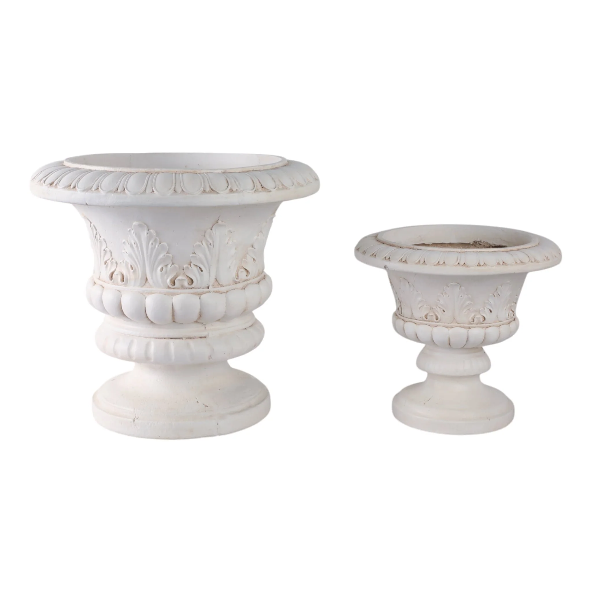 S/2 16/22" Traditional Urn Planters, Ivory - Image 2