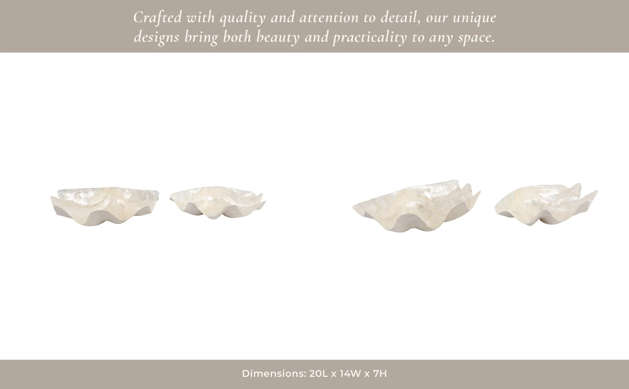 S/2 17"/20" Capiz Shell Shaped Bowls, Ivory - Image 10