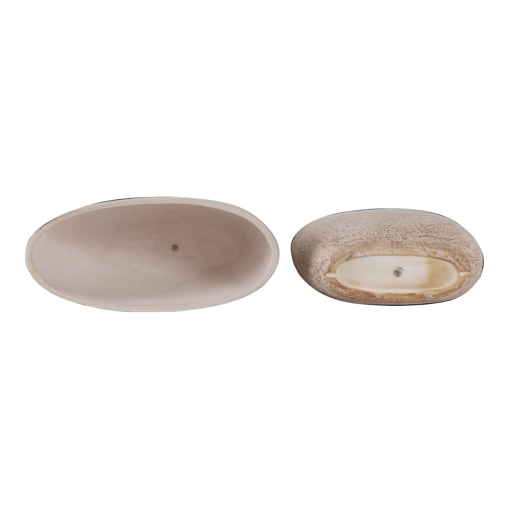 S/2 18/22" Oblong Cement Texture Resin Planters - Image 6