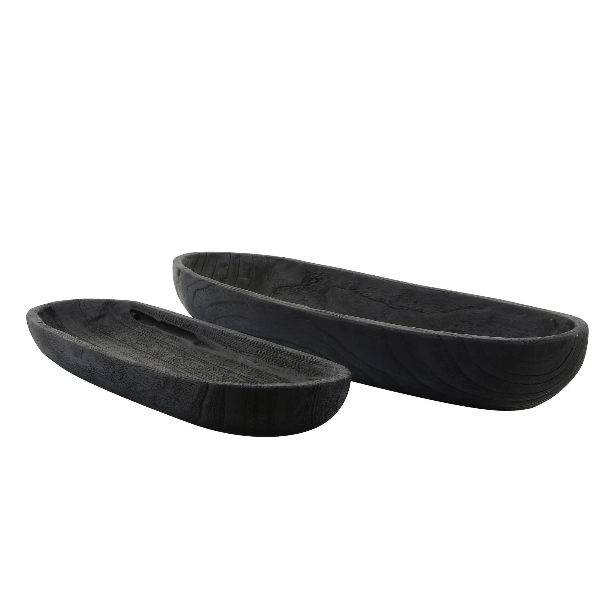 S/2 18/24" Wood Decor Plates, Black - Image 3