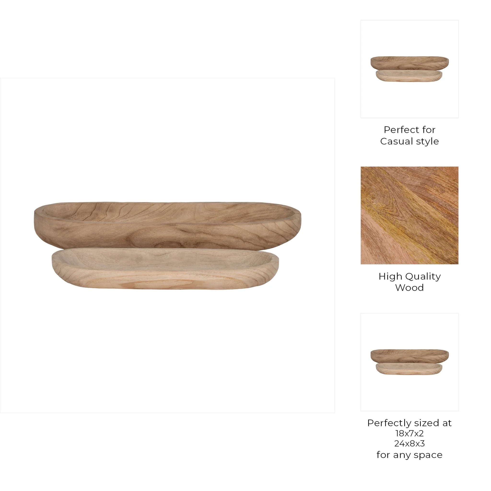 S/2 18/24" Wood Decor Plates, Natural - Image 9