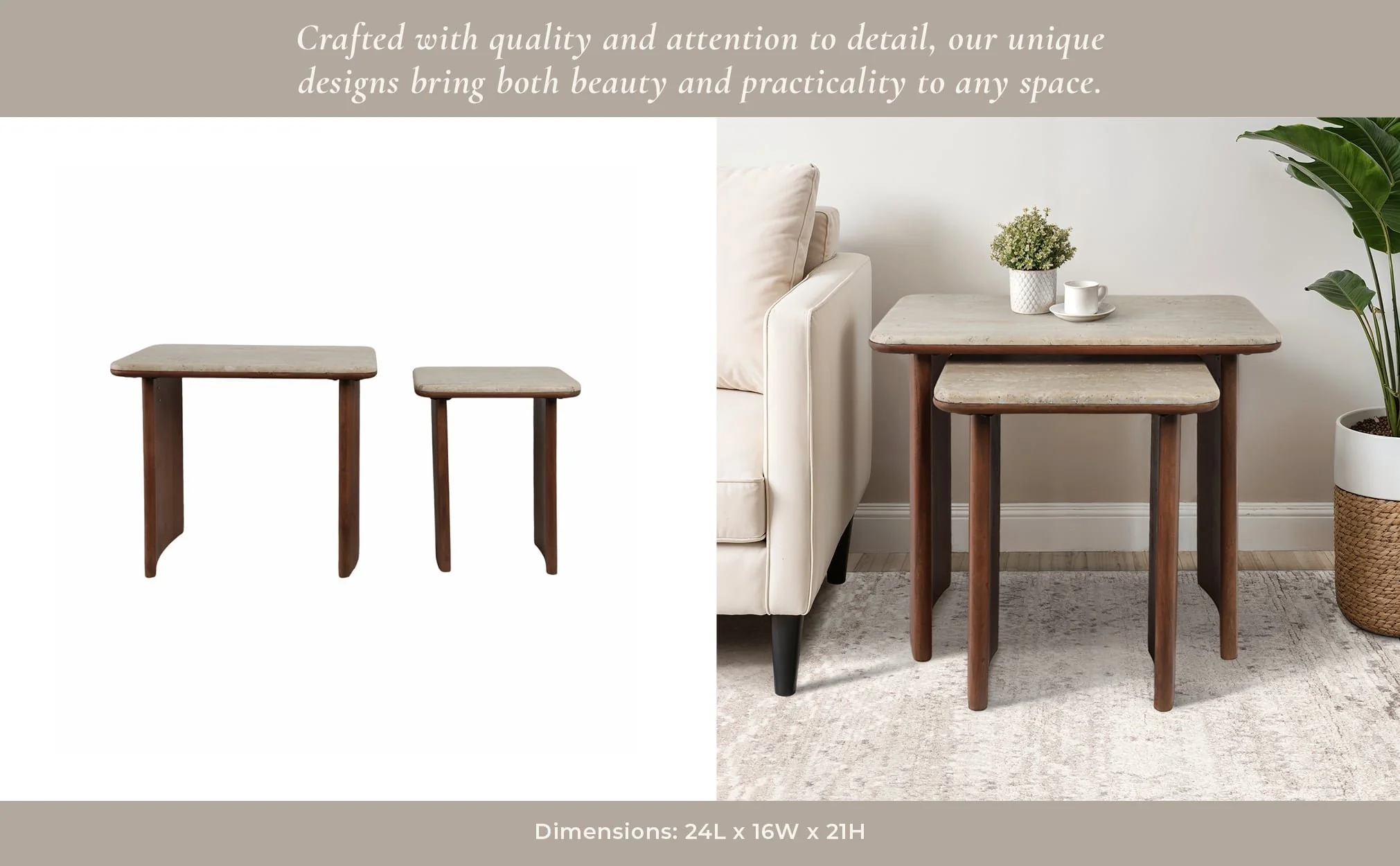 S/2 19/21" Nested Travertine Side Tables, Kd/2bx - Image 11