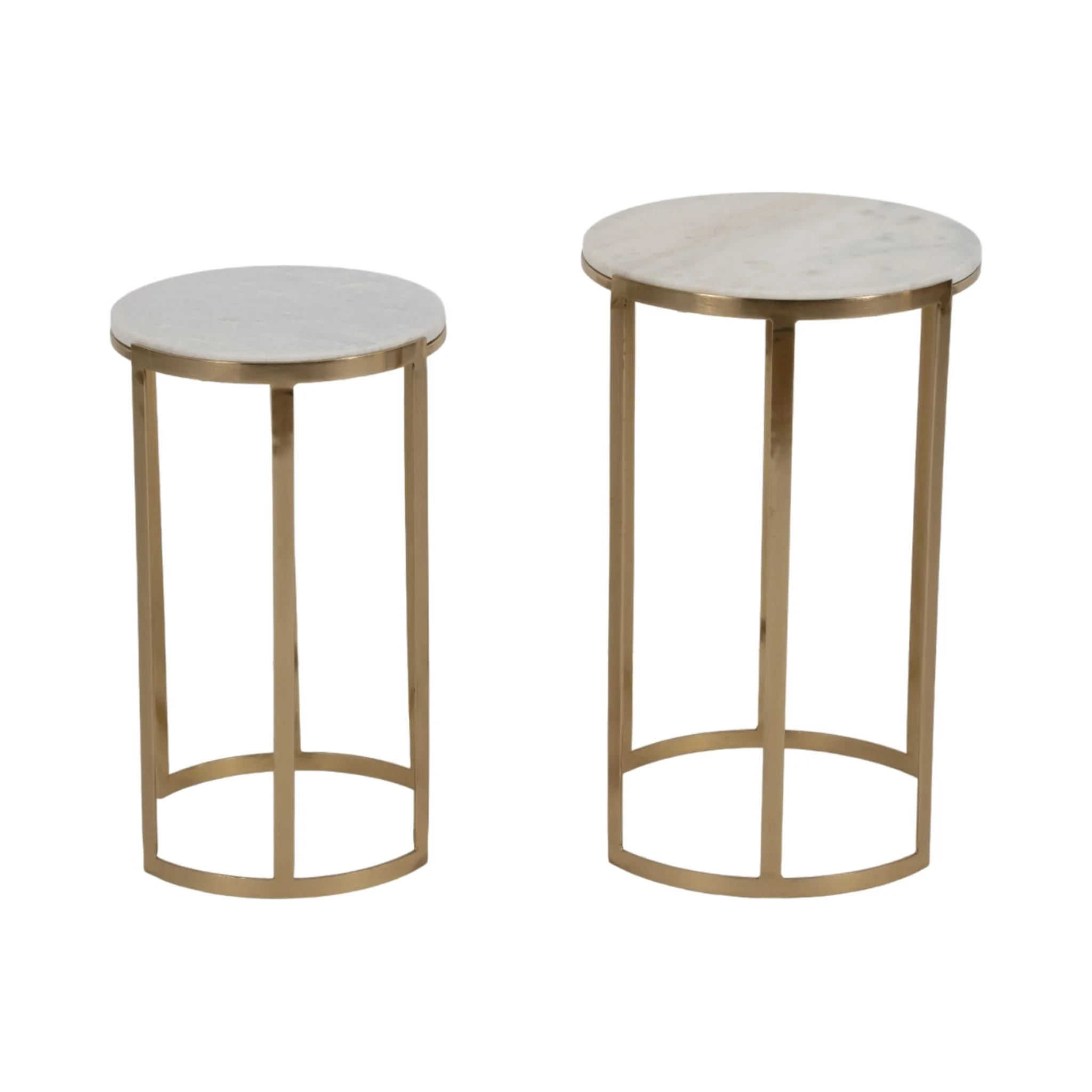 S/2 20/22" Morwar Marble Top Accent Tables, White/ - Image 3