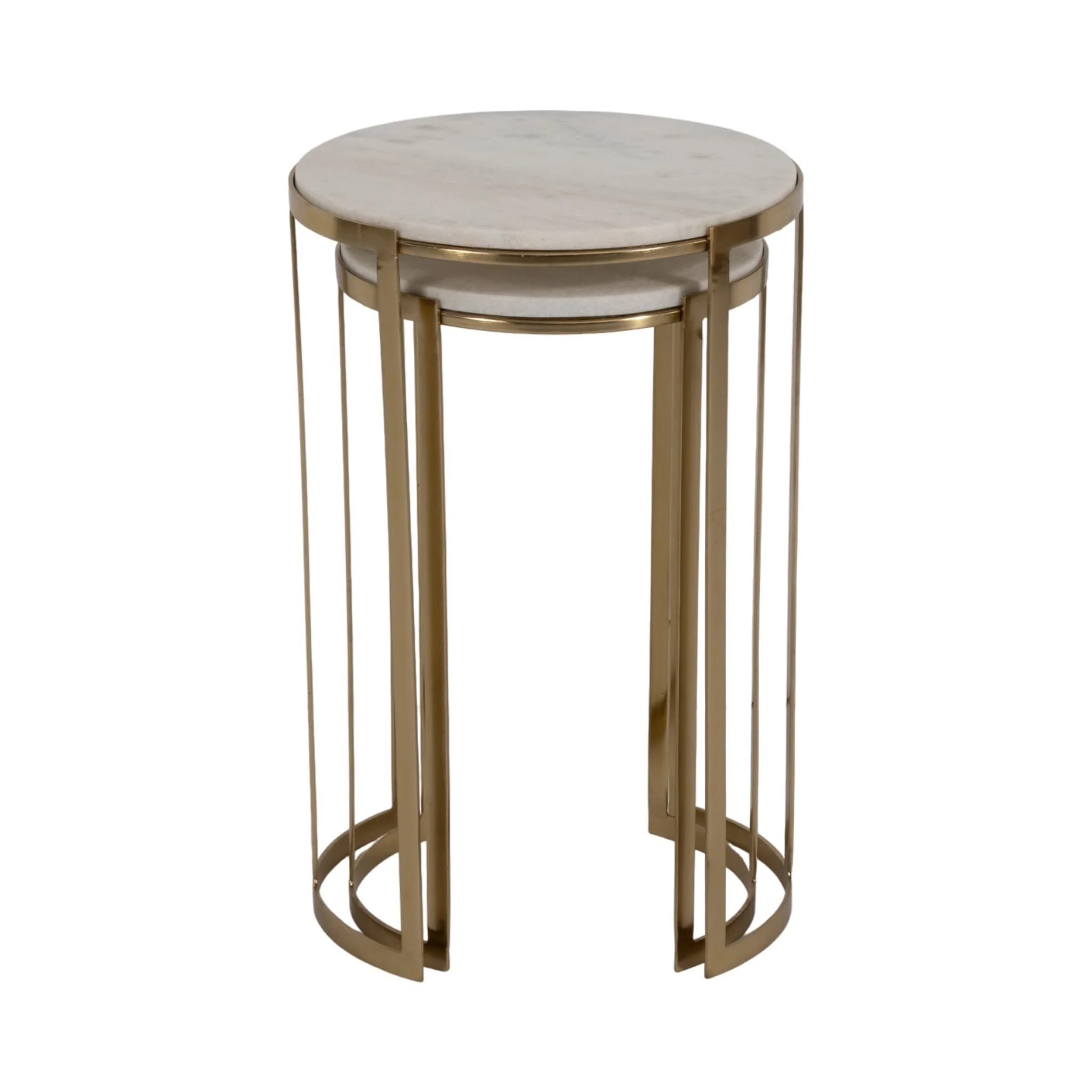 S/2 20/22" Morwar Marble Top Accent Tables, White/ - Image 4