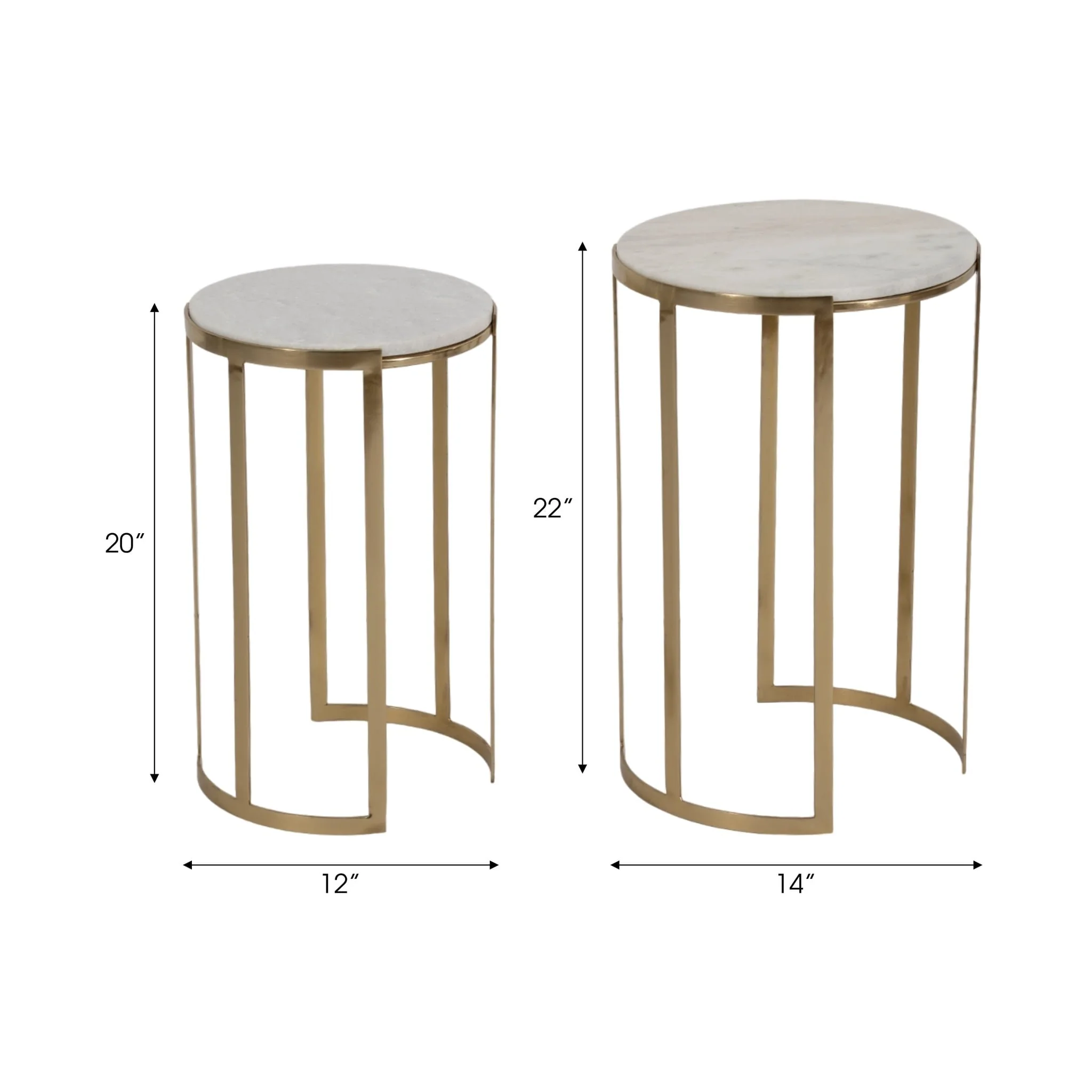 S/2 20/22" Morwar Marble Top Accent Tables, White/ - Image 9