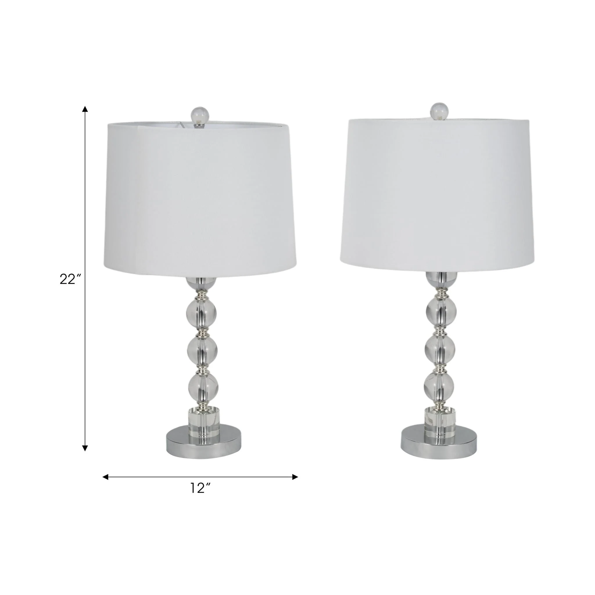 S/2 22" Crystal Table Lamp, Silver - Image 8