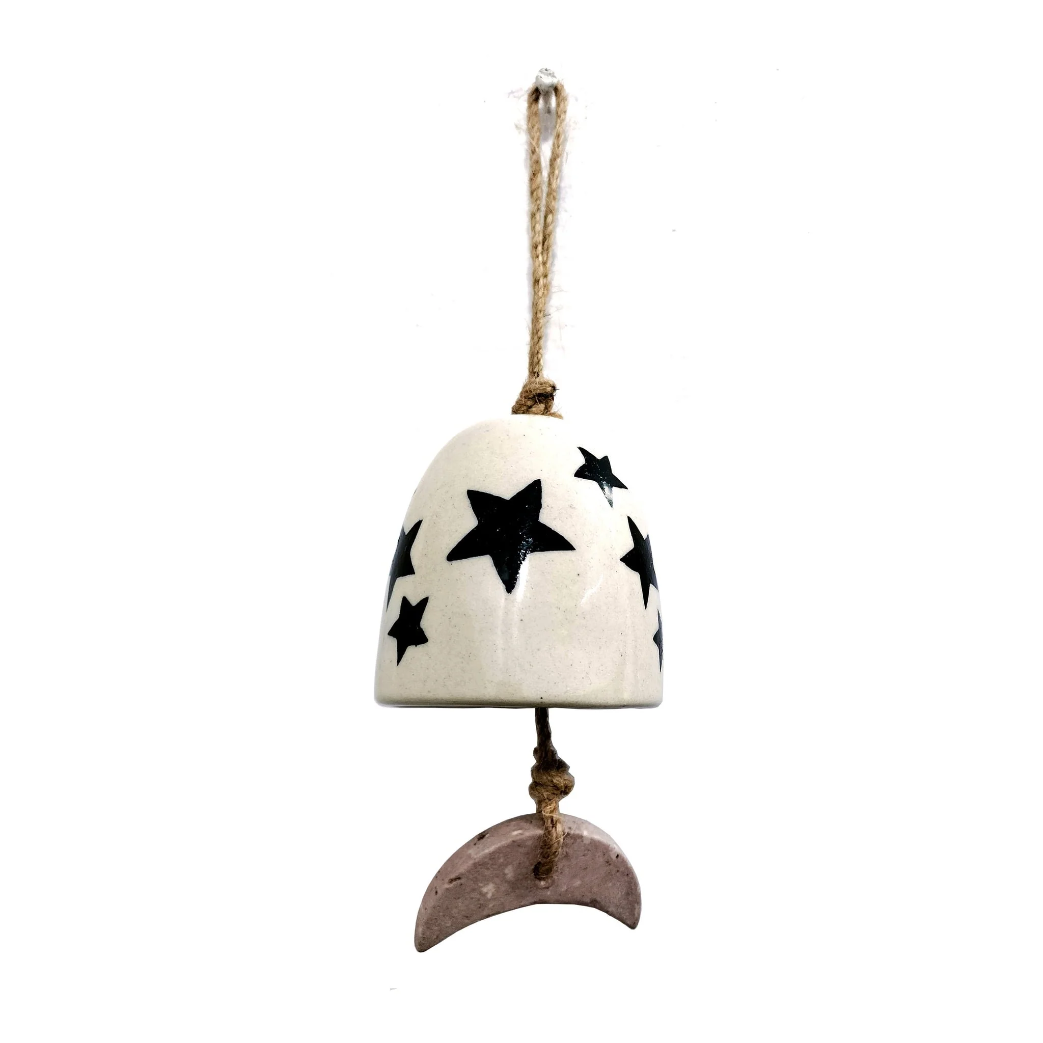 S/2 3" Ceramic Hand Painted Bells, White/black - Image 2