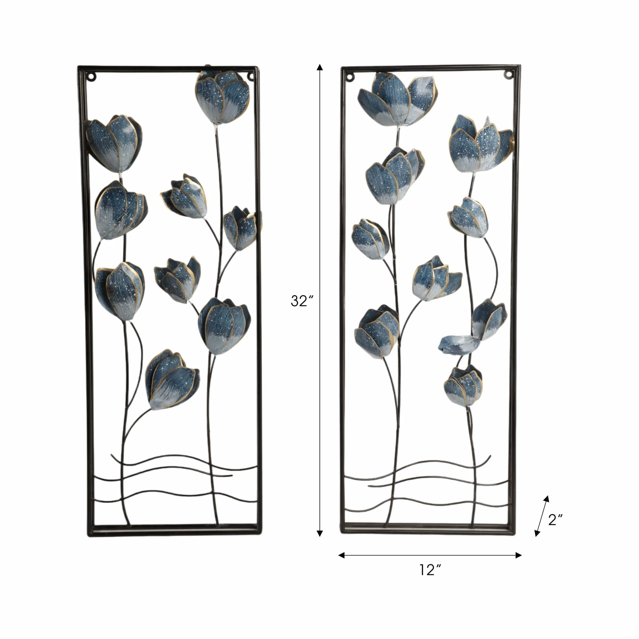 S/2 32" Blooming Flowers Metal Wall Panels, Blue/b - Image 7
