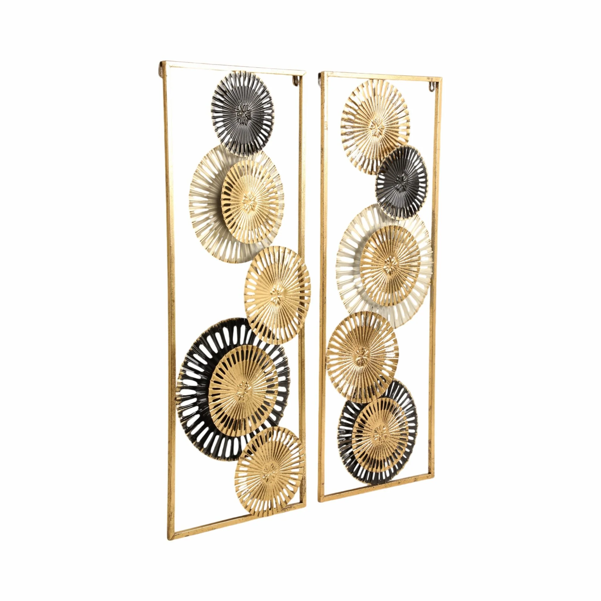 S/2 32" Pierced Disc Metal Wall Panels, Gold Multi - Image 2