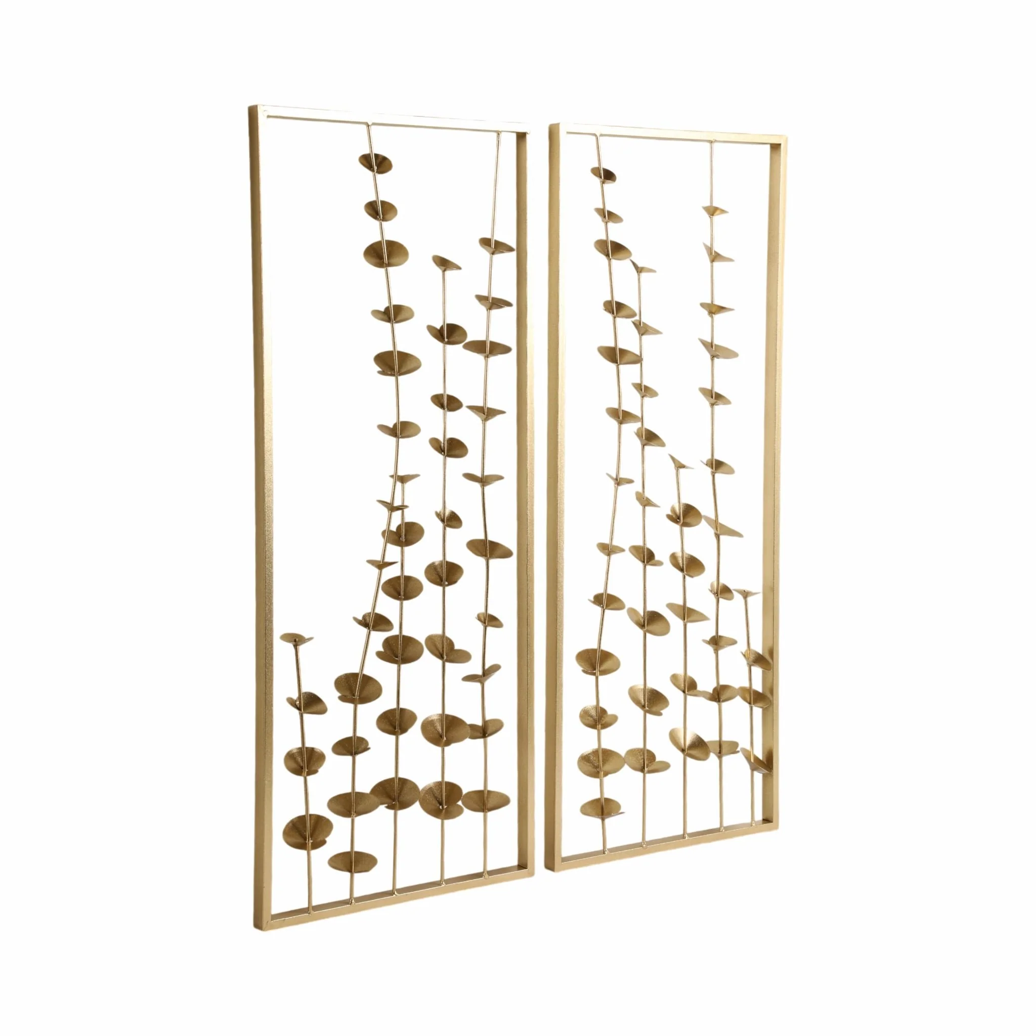 S/2 32" Small Blooms Metal Wall Panels, Gold - Image 2