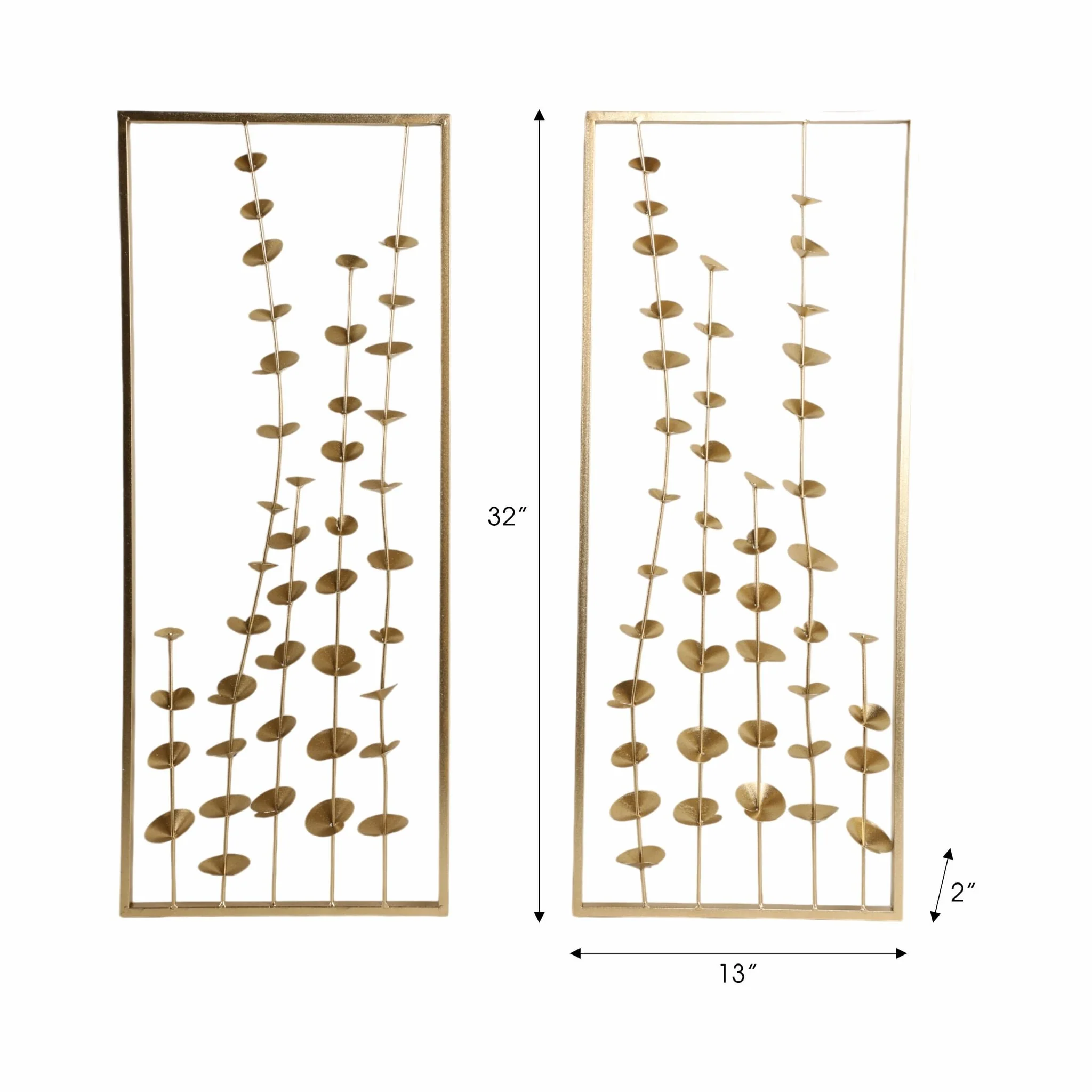 S/2 32" Small Blooms Metal Wall Panels, Gold - Image 7