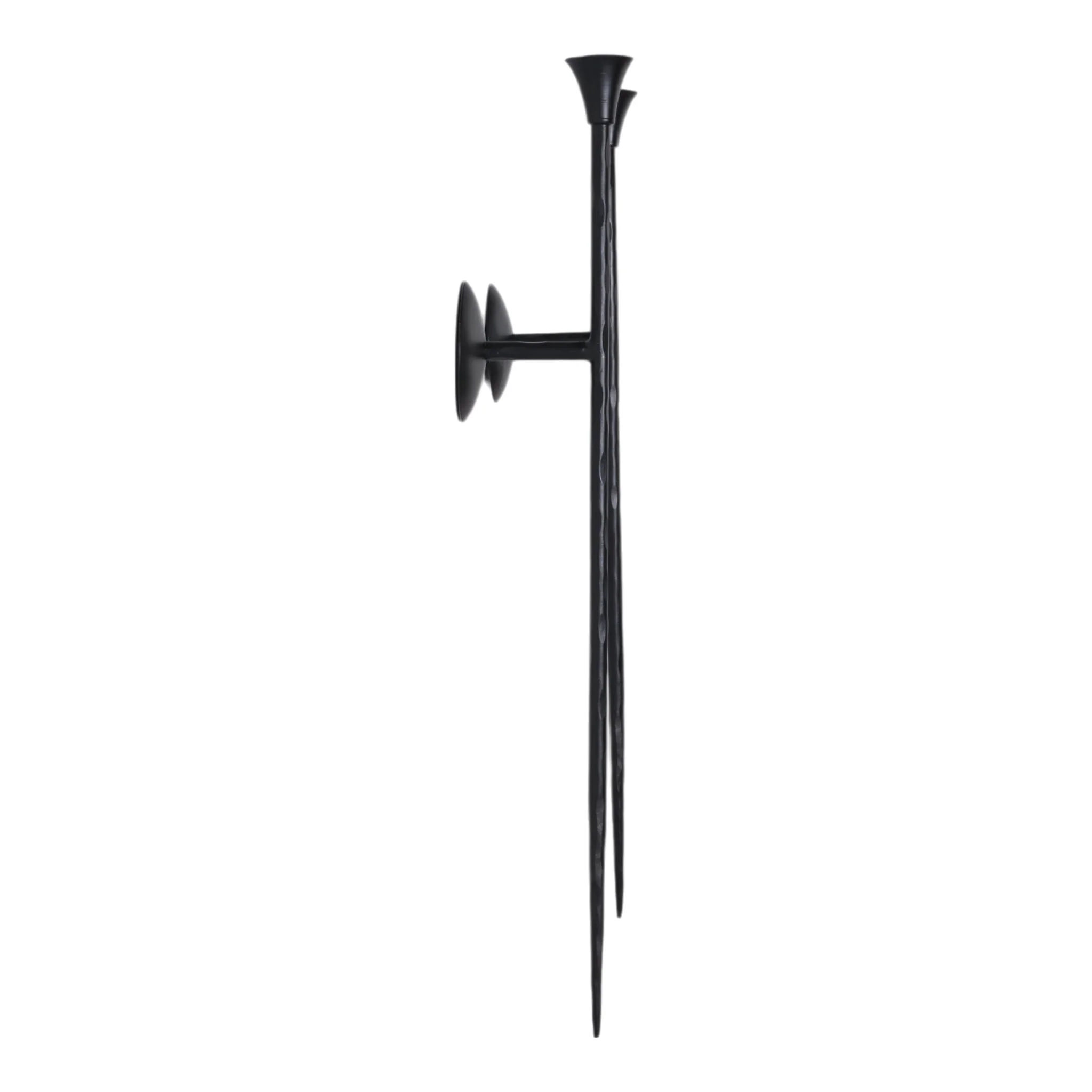 S/2 33" Forged Metal Wall Sconce With Taper, Black - Image 3