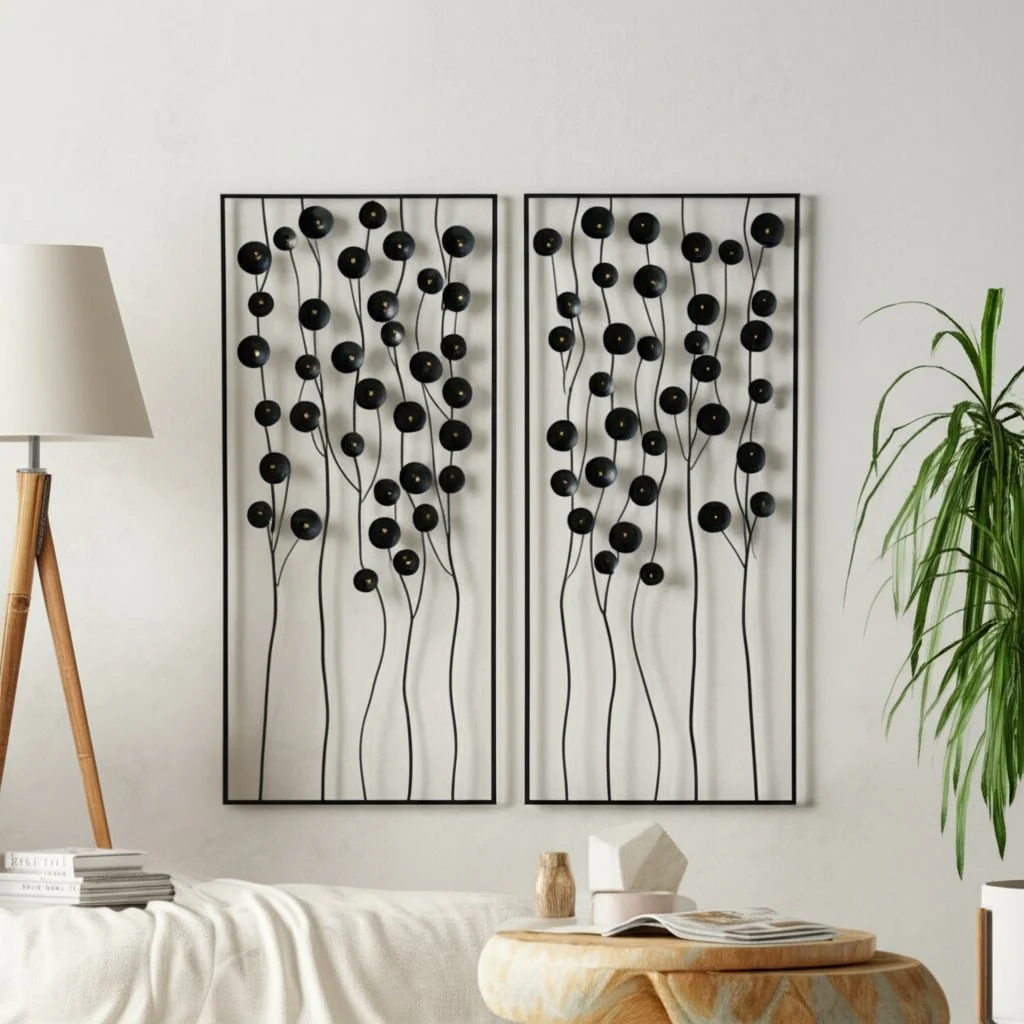 S/2 36" Dainty Flowers Metal Wall Decor, Black/gol - Image 10
