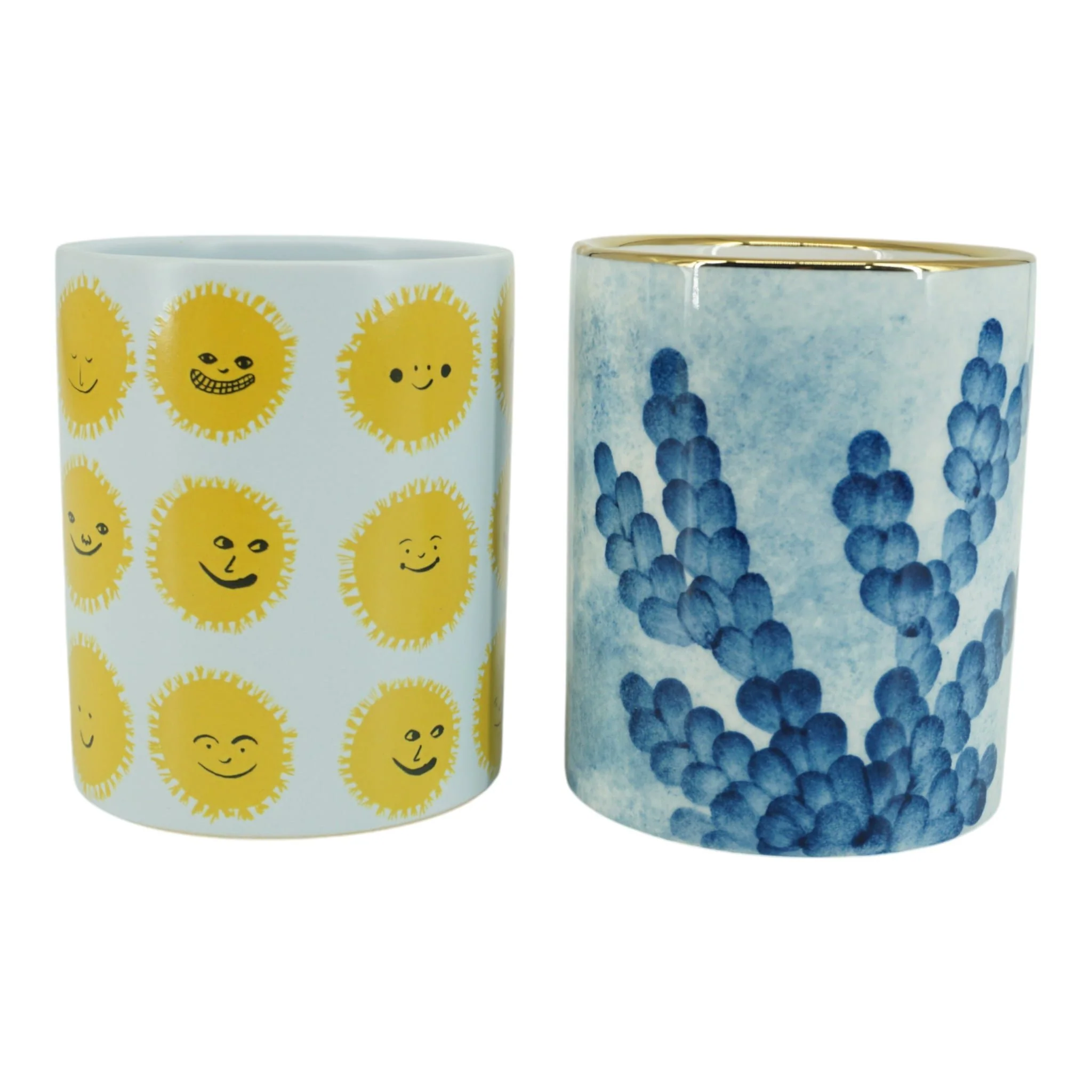S/2 4" Coral & Sunshine Smiles Pencil Cups, Multi - Image 2