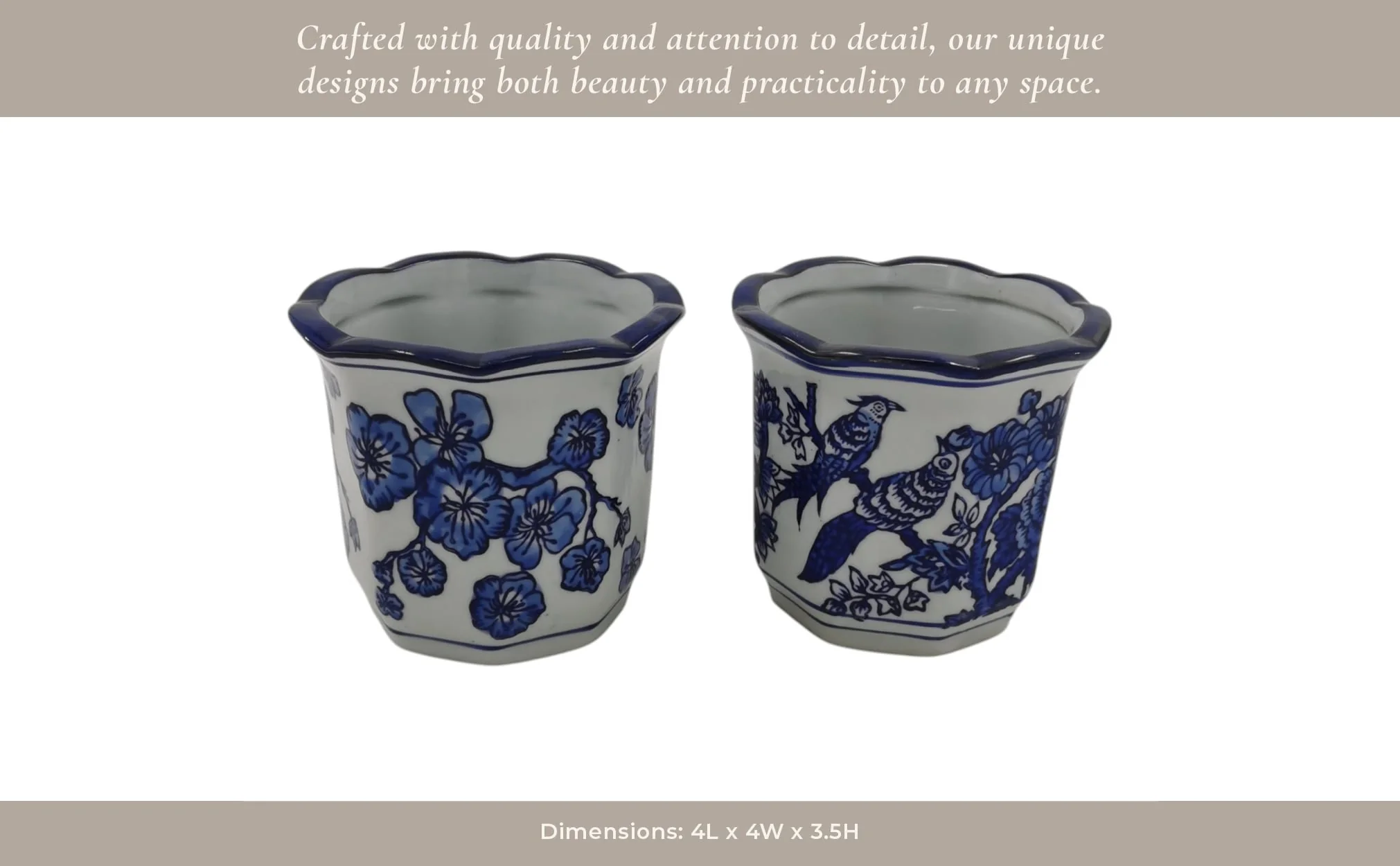 S/2 4" Petal Trim Chinoiserie Pencil Cups, Blu/wht - Image 5