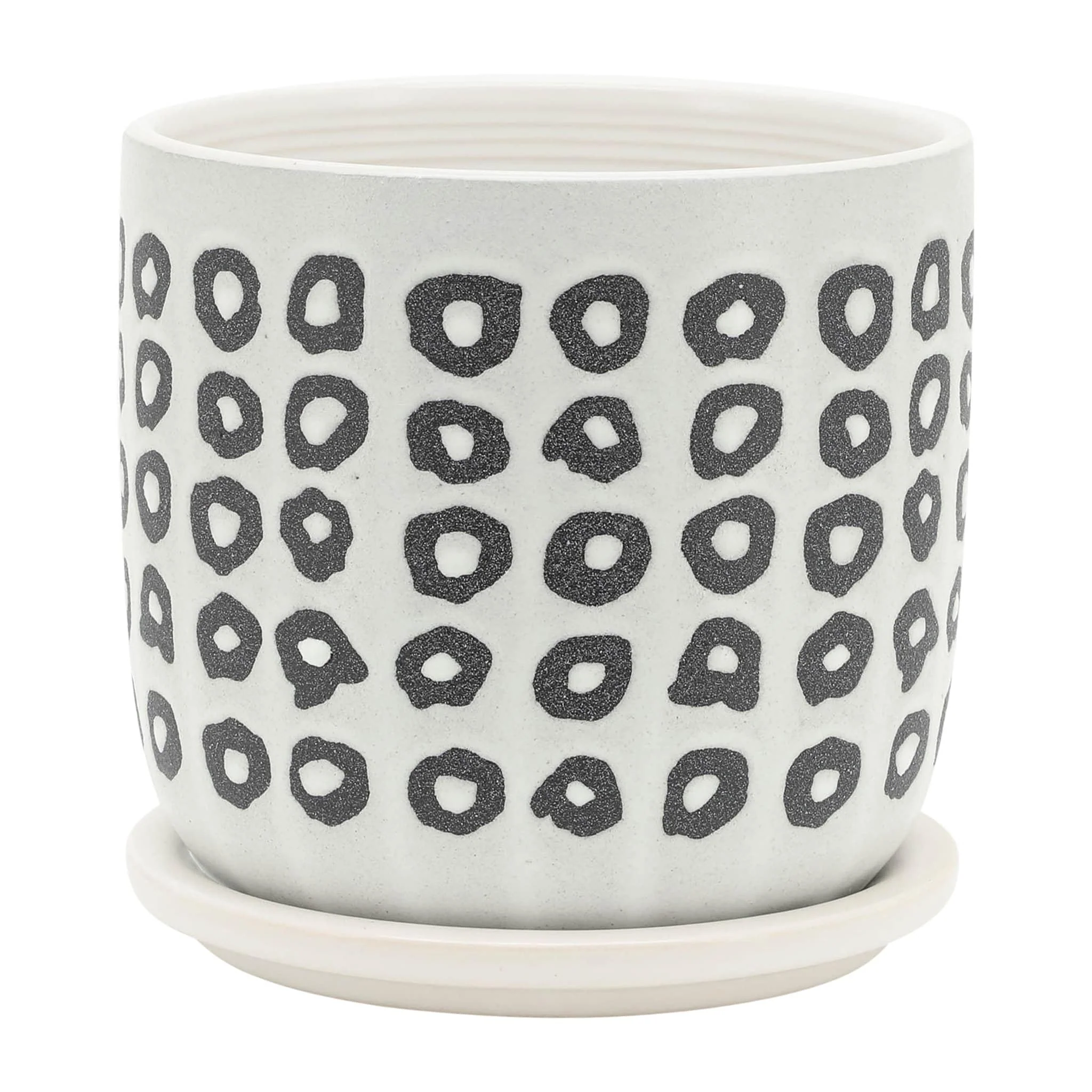 S/2 5/6" Aztec Planter W/ Saucer, Black - Image 5