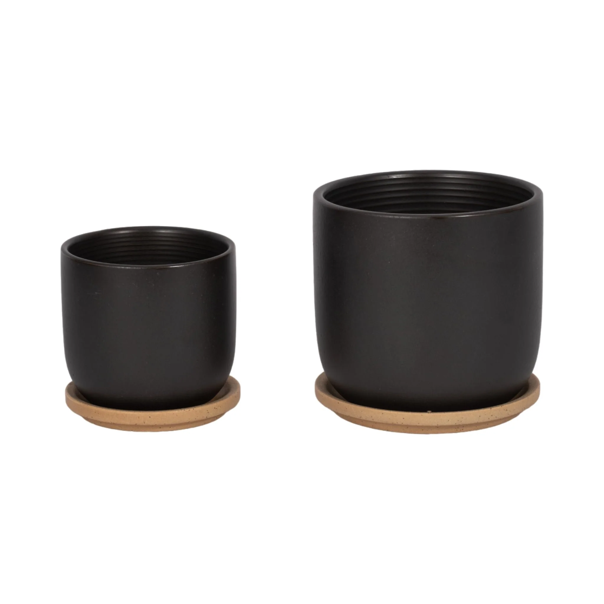 S/2 5/6" Funky Face Planter W/ Saucer, Black - Image 4