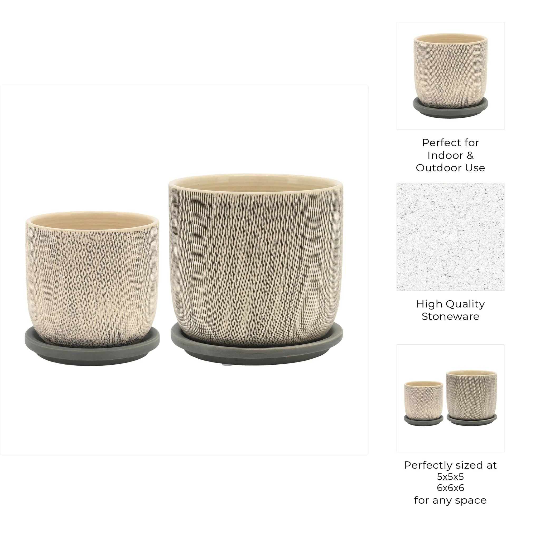 S/2 5/6" Mesh Planter W/ Saucer, Gray - Image 10
