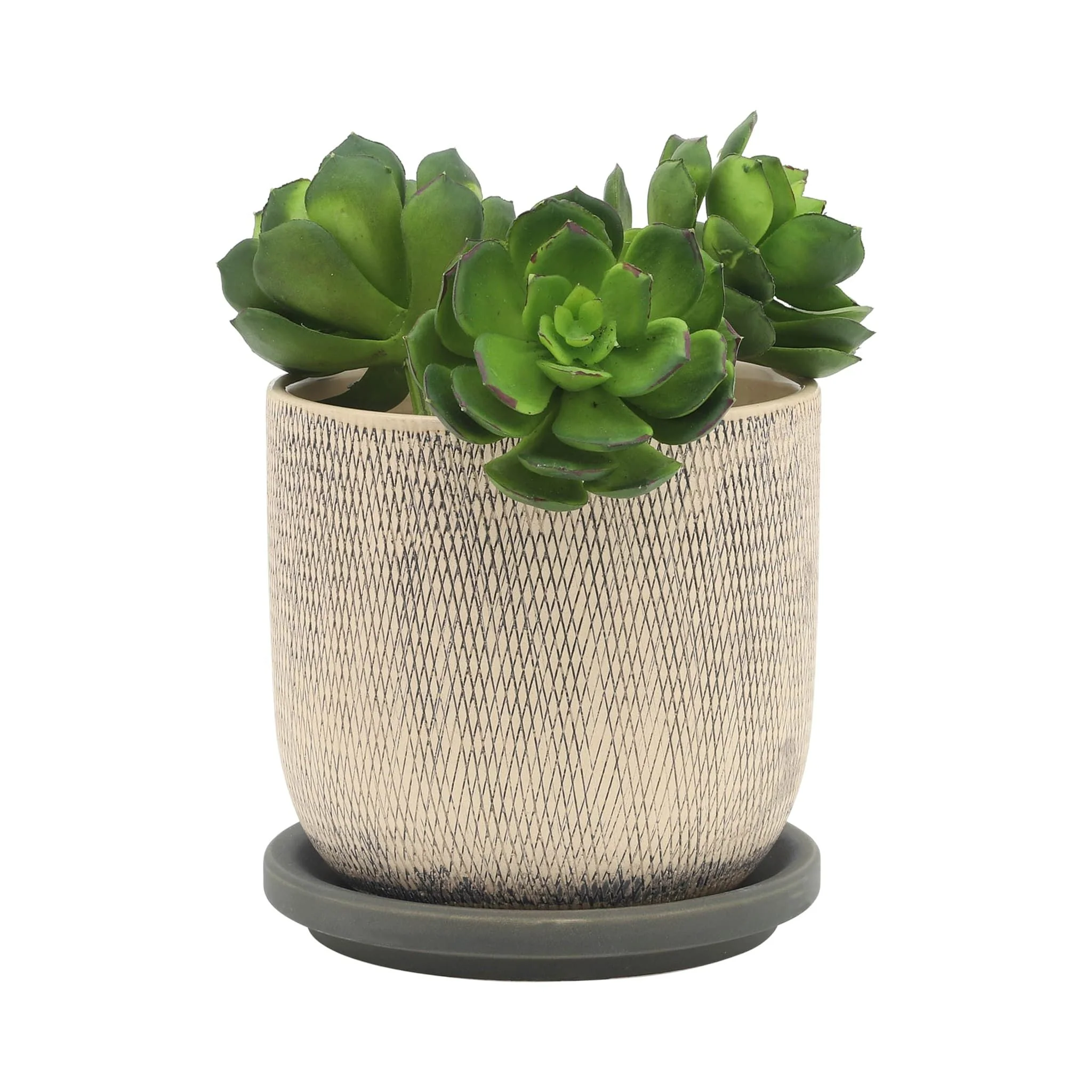 S/2 5/6" Mesh Planter W/ Saucer, Gray - Image 3