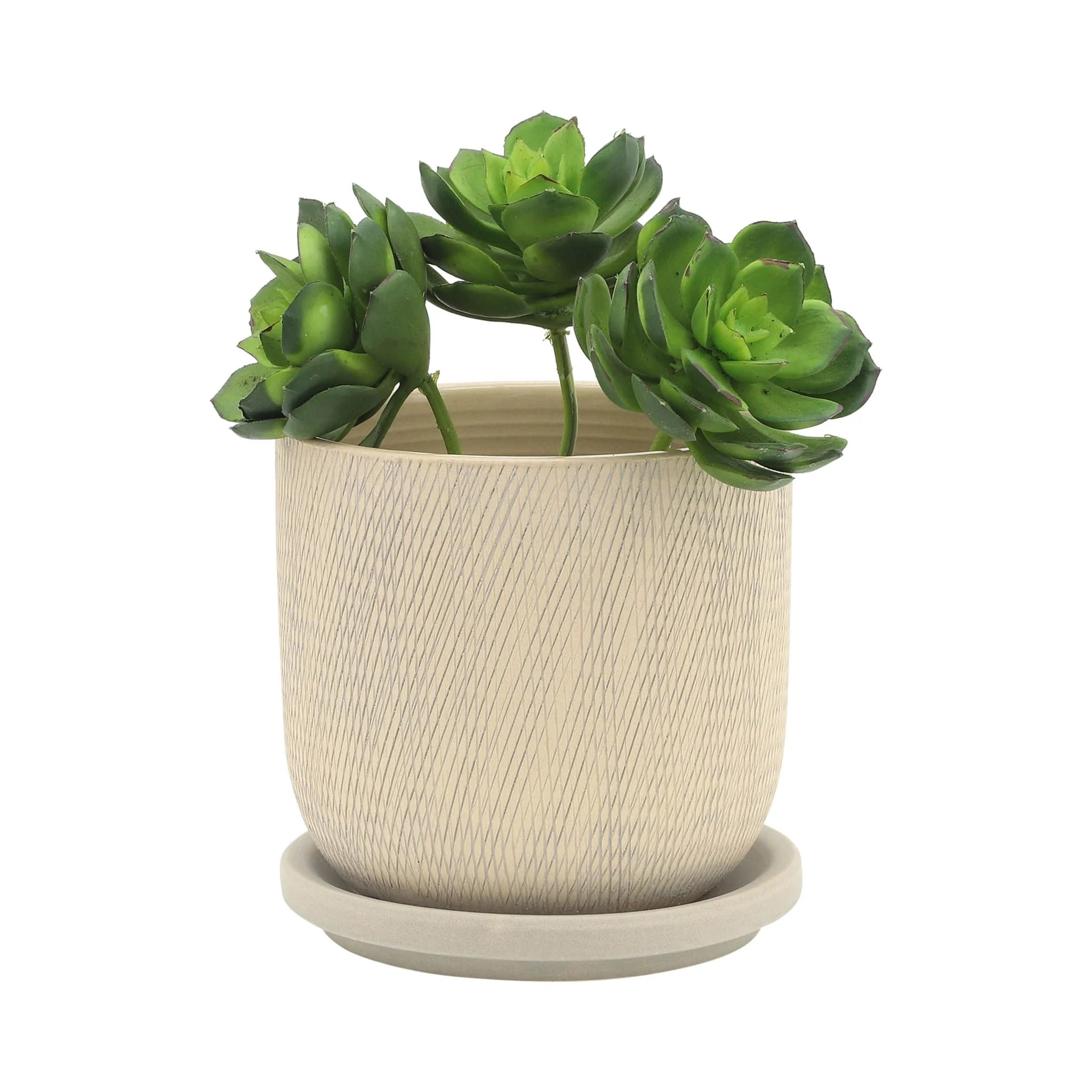 S/2 5/6" Mesh Planter W/ Saucer, Sage - Image 3