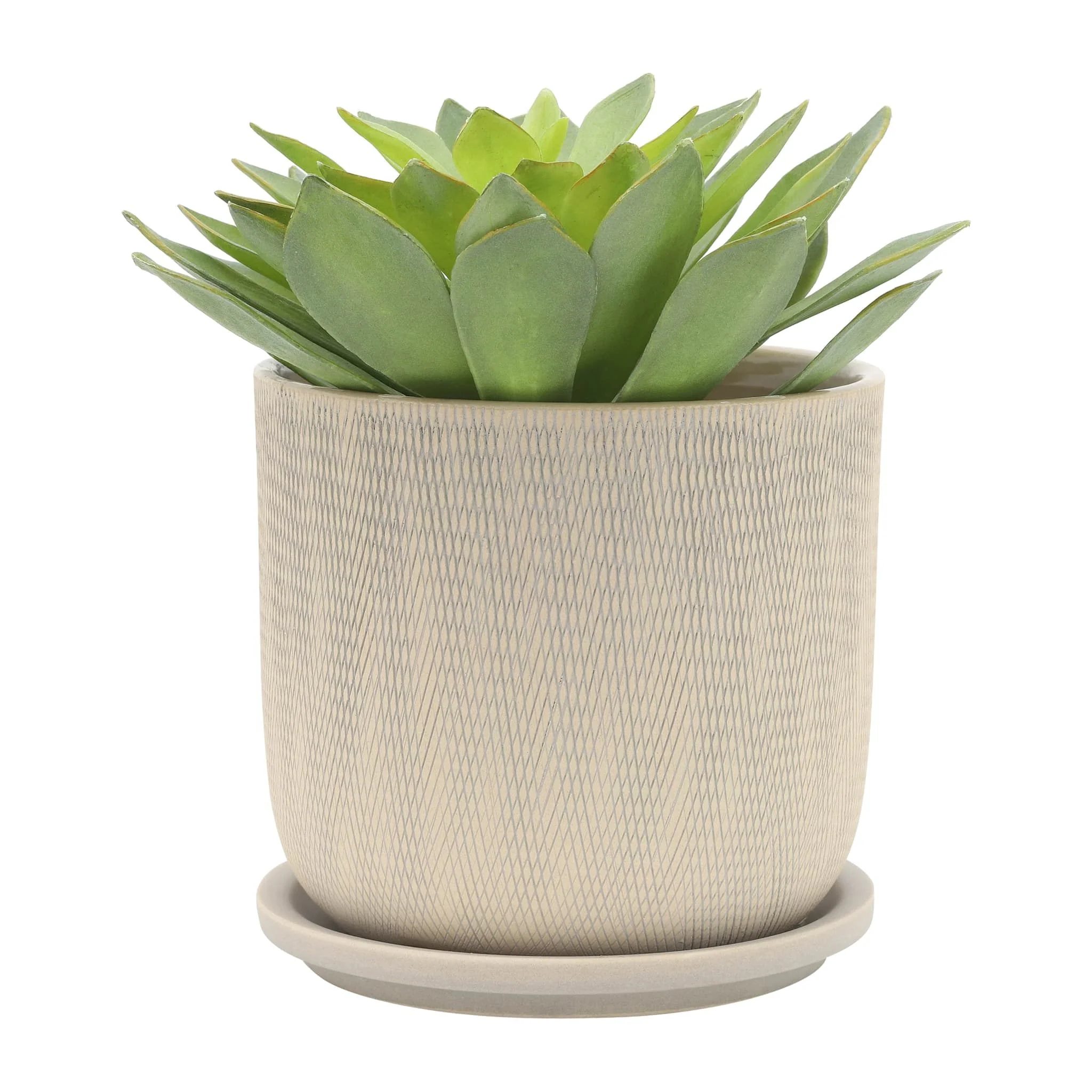 S/2 5/6" Mesh Planter W/ Saucer, Sage - Image 6