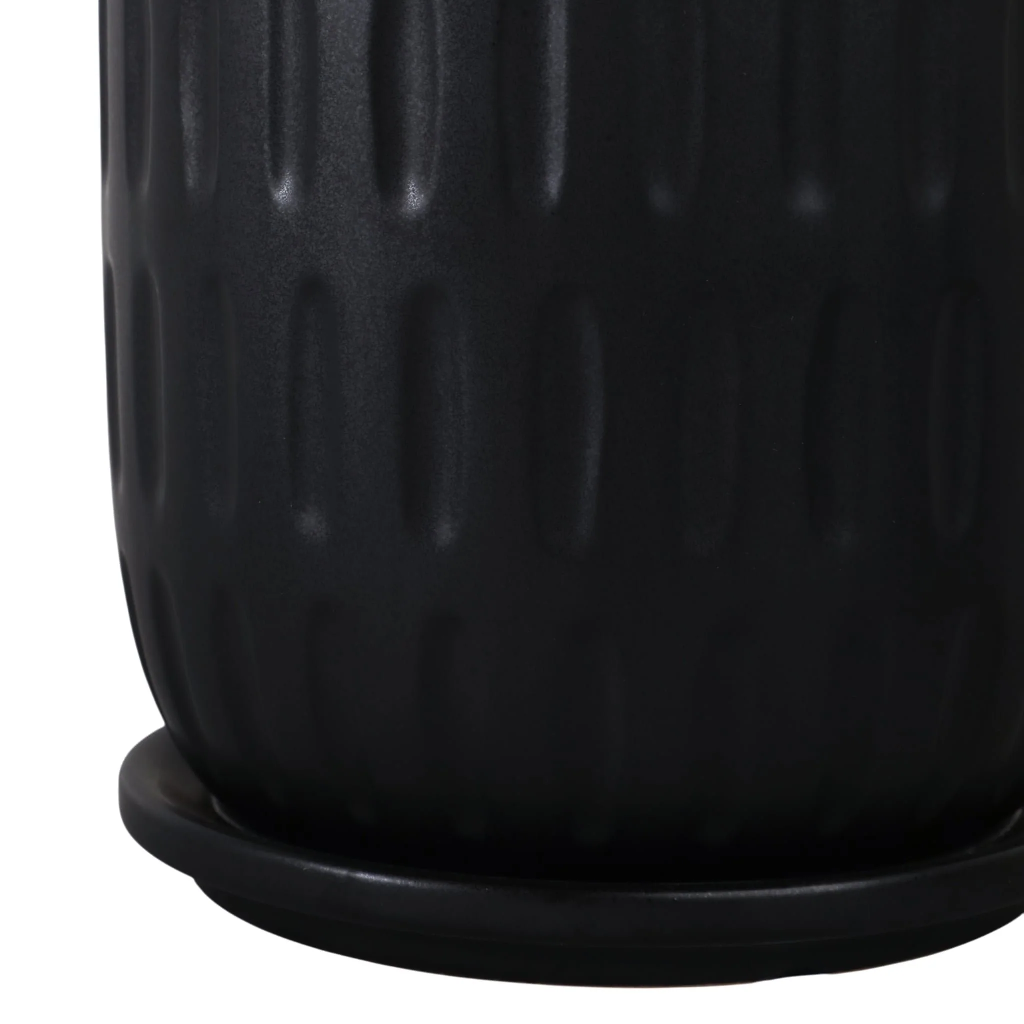 S/2 5/6" Textured Planter W/ Saucer,  Matte Black - Image 5