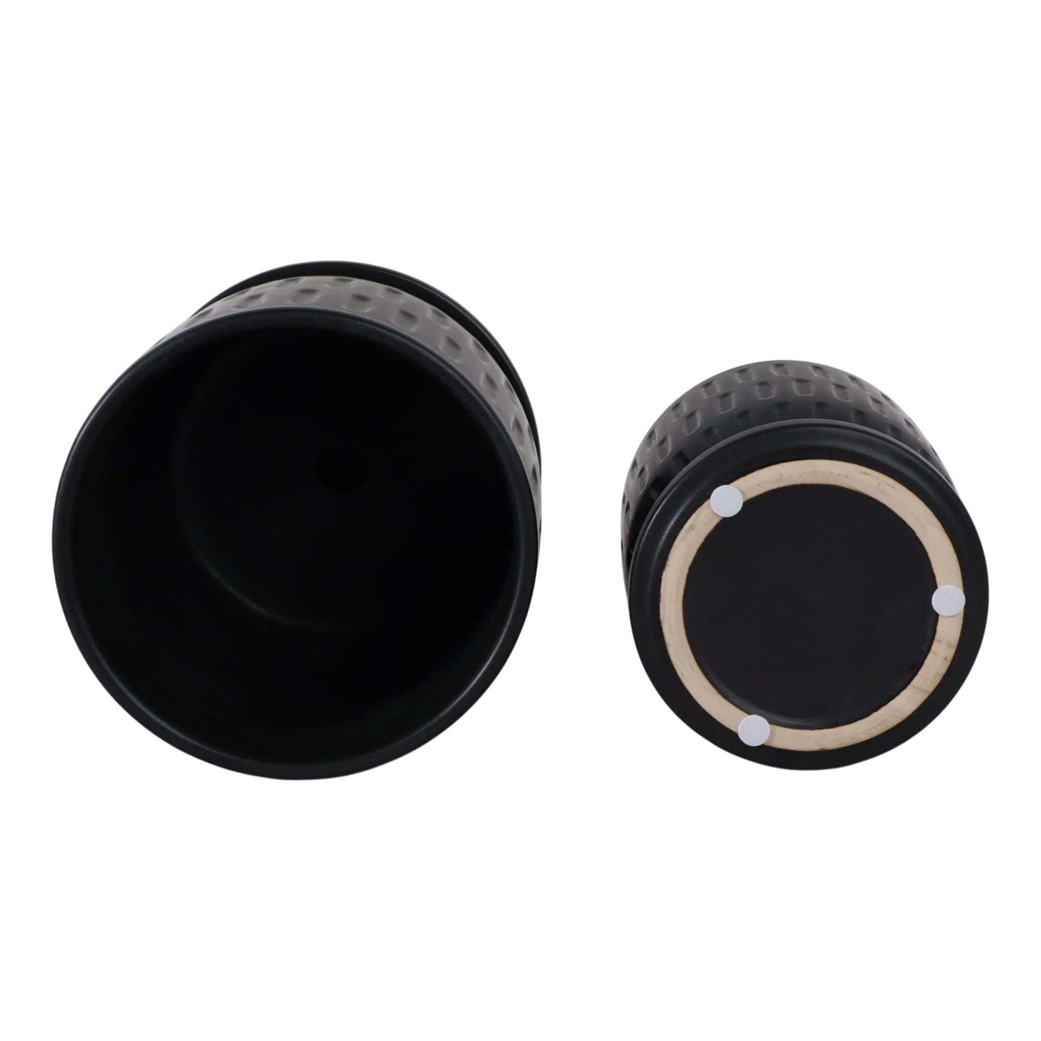 S/2 5/6" Textured Planter W/ Saucer,  Matte Black - Image 7